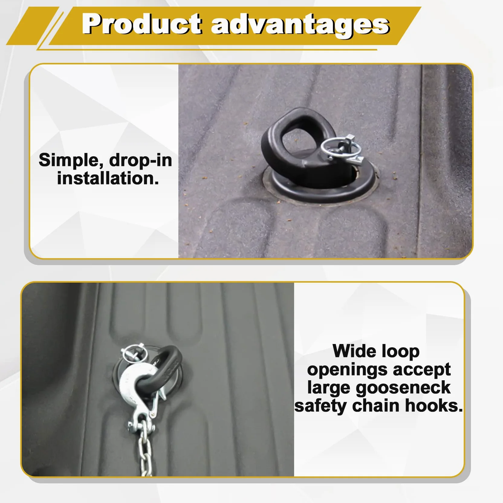 60617 Puck System - Anclajes de cadena de seguridad con cuello de cisne