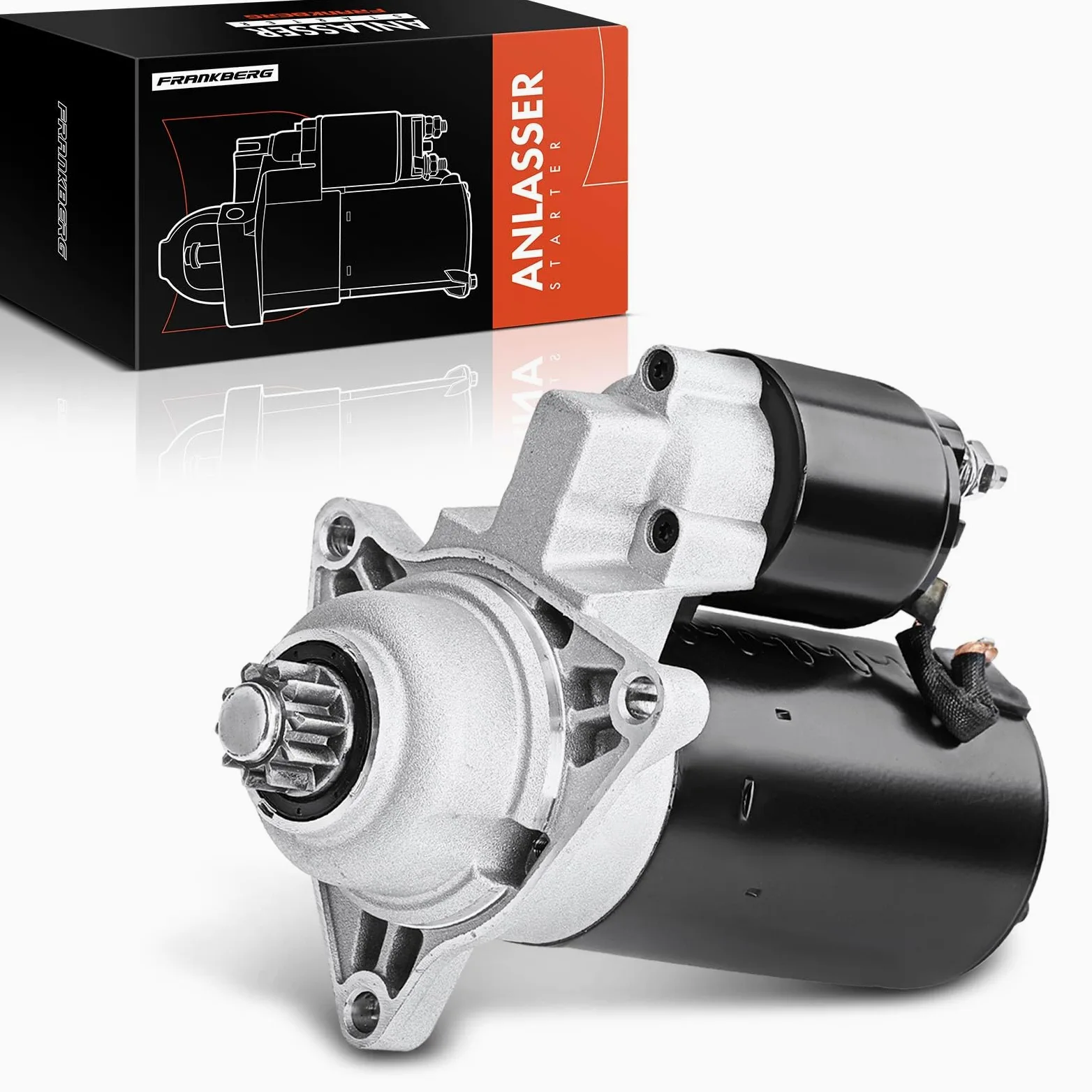 Frankberg Motor de arranque 18 kW 12 V 10 dientes 02B-911-023D | Compatible con: T.r.a.n.s.p.o.r.t.e.r IV Caja 70A 70H 70J 7DA 7DH, Ibiza II 6K1