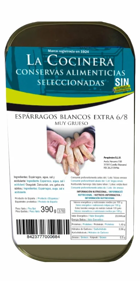 Esparragos blancos extra 6/8 muy grueso