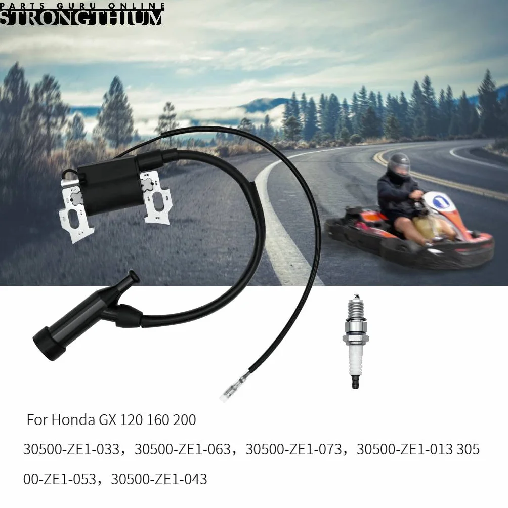 STRONGTHIUM Bobina de Encendido Compatible con Honda GX160 GX200 GX120, para Predator 212cc 224cc, Mini Moto Go Kart Coleman CT200U BT200X, Generador 3000W-4500W, con Bujía
