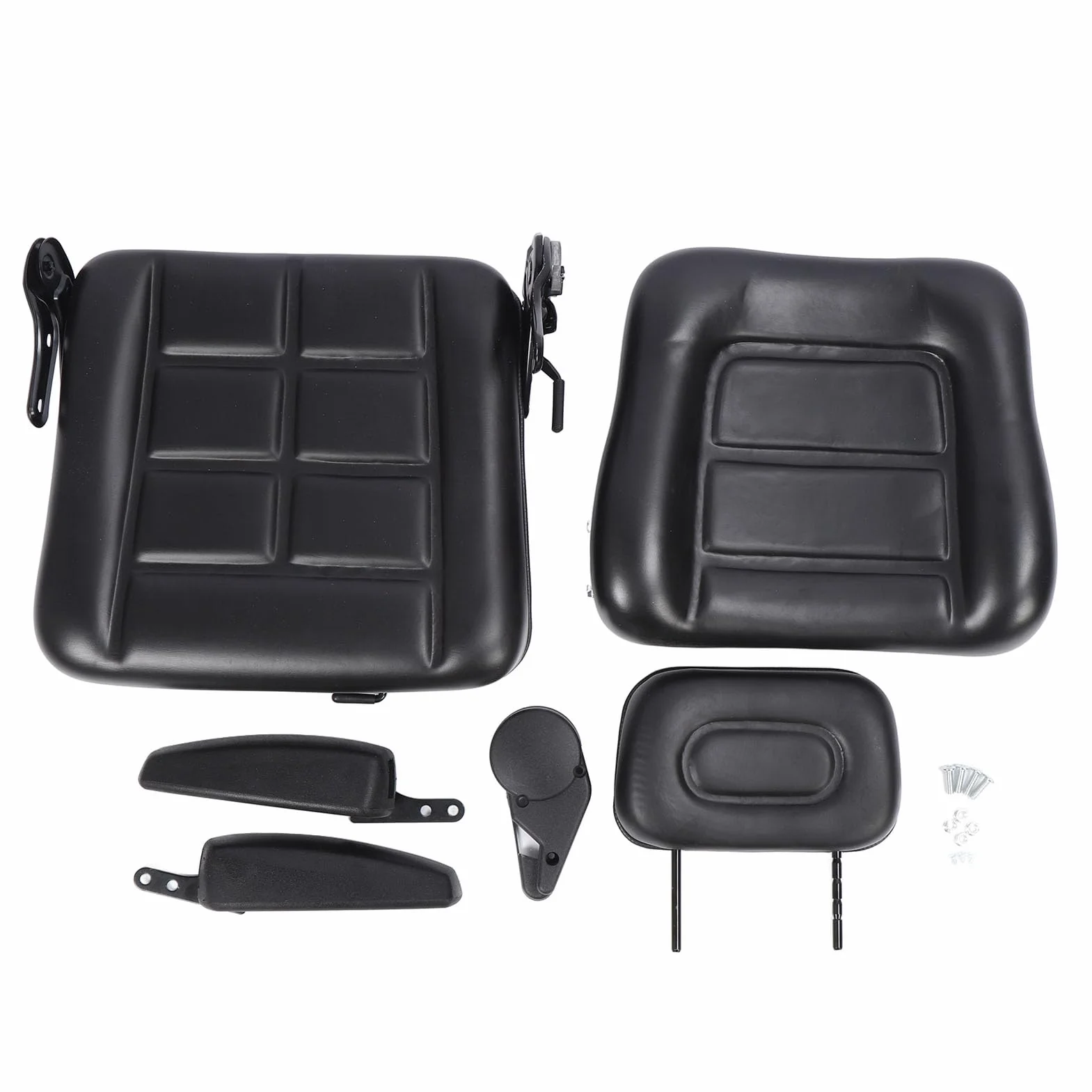 Aramox Asiento de Tractor con Reposacabezas, Asiento Ajustable de 3 Niveles, Pieza de Repuesto de Asiento de Tractor para Cortacésped, Minicargador, Manipulador Telescópico, Excavadora,