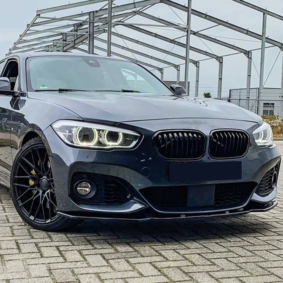 Coche AleróN Delantero Para B-MW 1 Series F20 F21 M-Pack 118i 120i 2015-2019, Labio Parachoque Spoiler Lip Trim Splitter Difusor Kit Cuerpo ProteccióN Accesorios