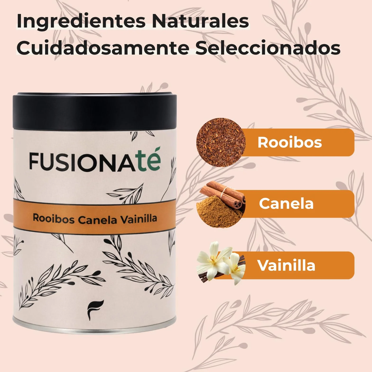 FUSIONATE Rooibos Canela y Vainilla 150g Infusión Sin Cafeína Premium