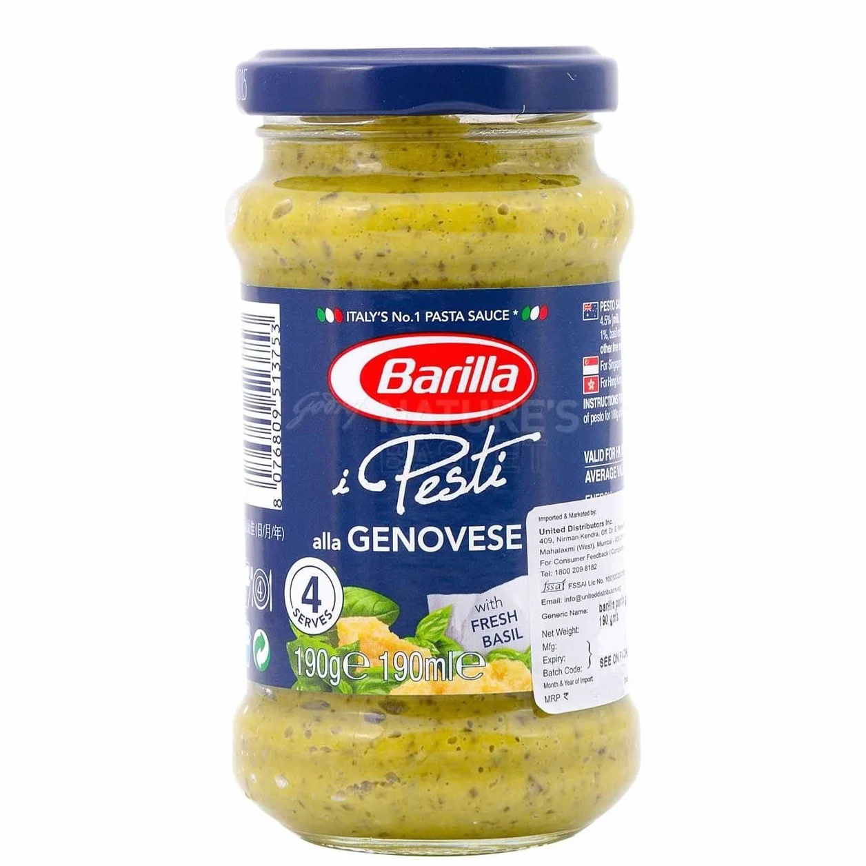 Barilla Sauce tomate sans viande Sauce pesto alla genovese 190g