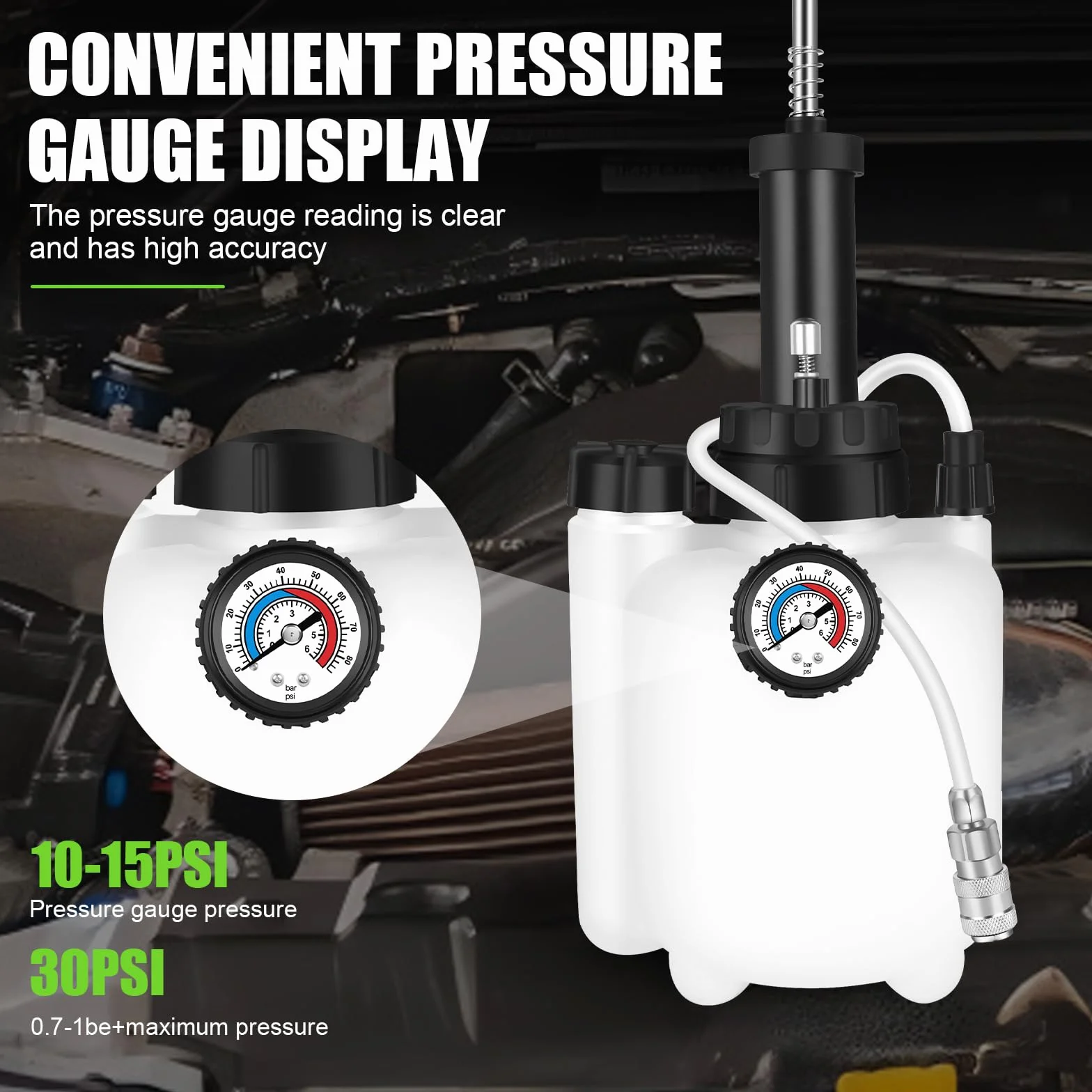ASUNCELL 3L Auto Freno Purga, Manual Freno Fuid Presión Purgador Botella, Profesional Un Hombre Coche Freno Kit, Adaptador para la mayoría de los Modelos Europeos