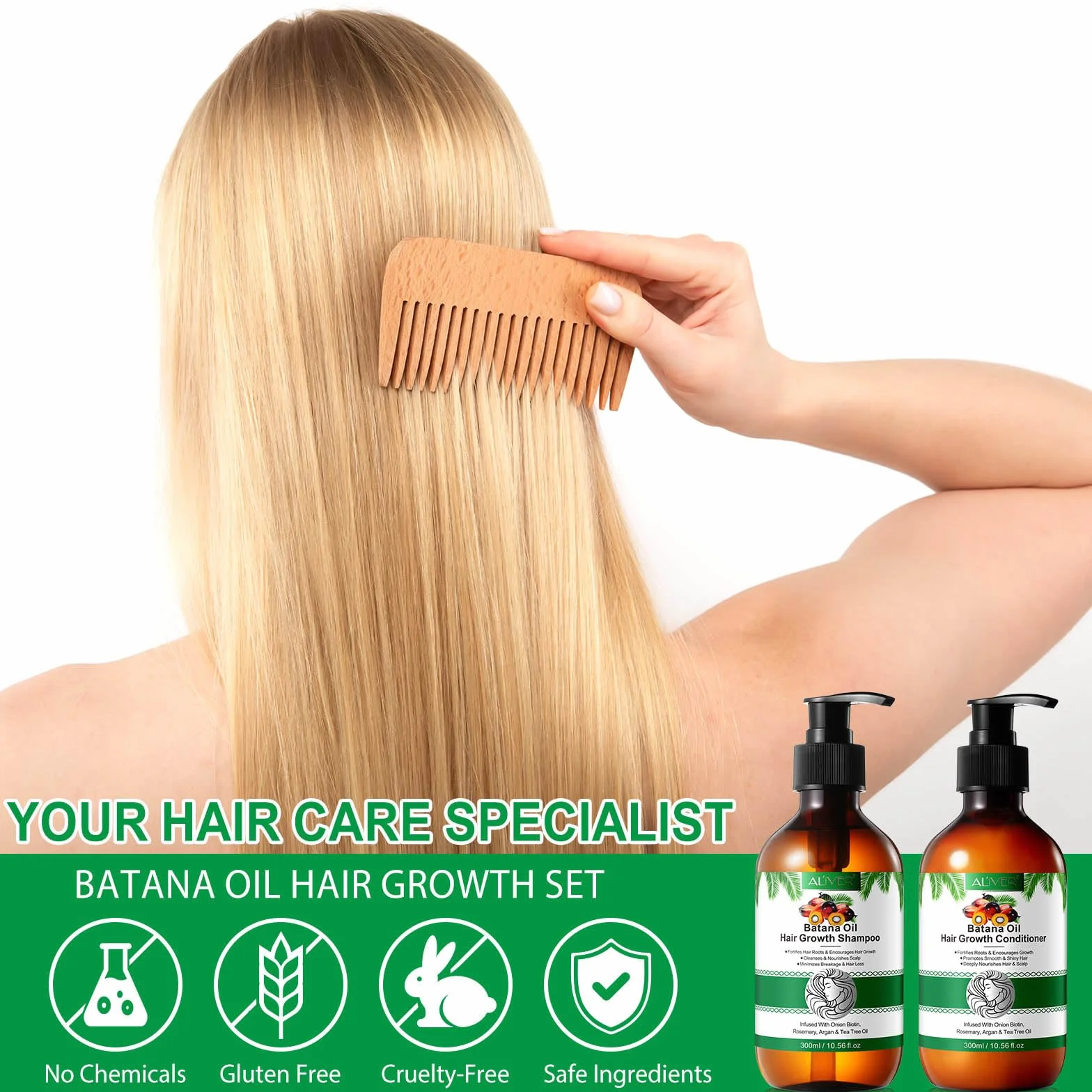 Batana Champú y Acondicionador para el Crecimiento del Cabello - Anti-caída para Cabello Delgado