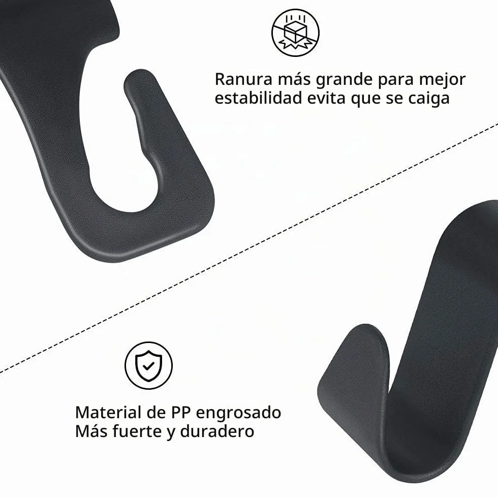 URAQT Ganchos para Asiento de Coche, 4PCS Gancho de Asiento Trasero de Coche, Ganchos para Reposacabezas de Coche, Negro Multifuncionales Accesorios Coche, para Bolsas, Monedero, Botellas de Agua