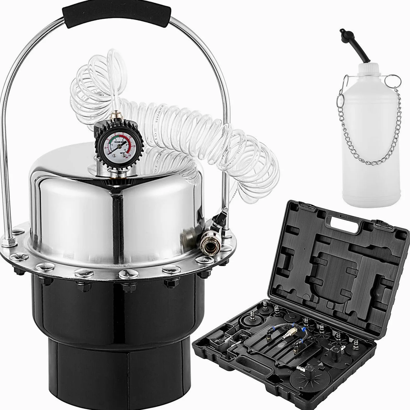 Kit de purga de frenos de presión de aire neumático herramienta de cambio de aceite de líquido de frenos de coche con tanque de 5L for sistema de freno y embrague de purga Fácil de usar para principia