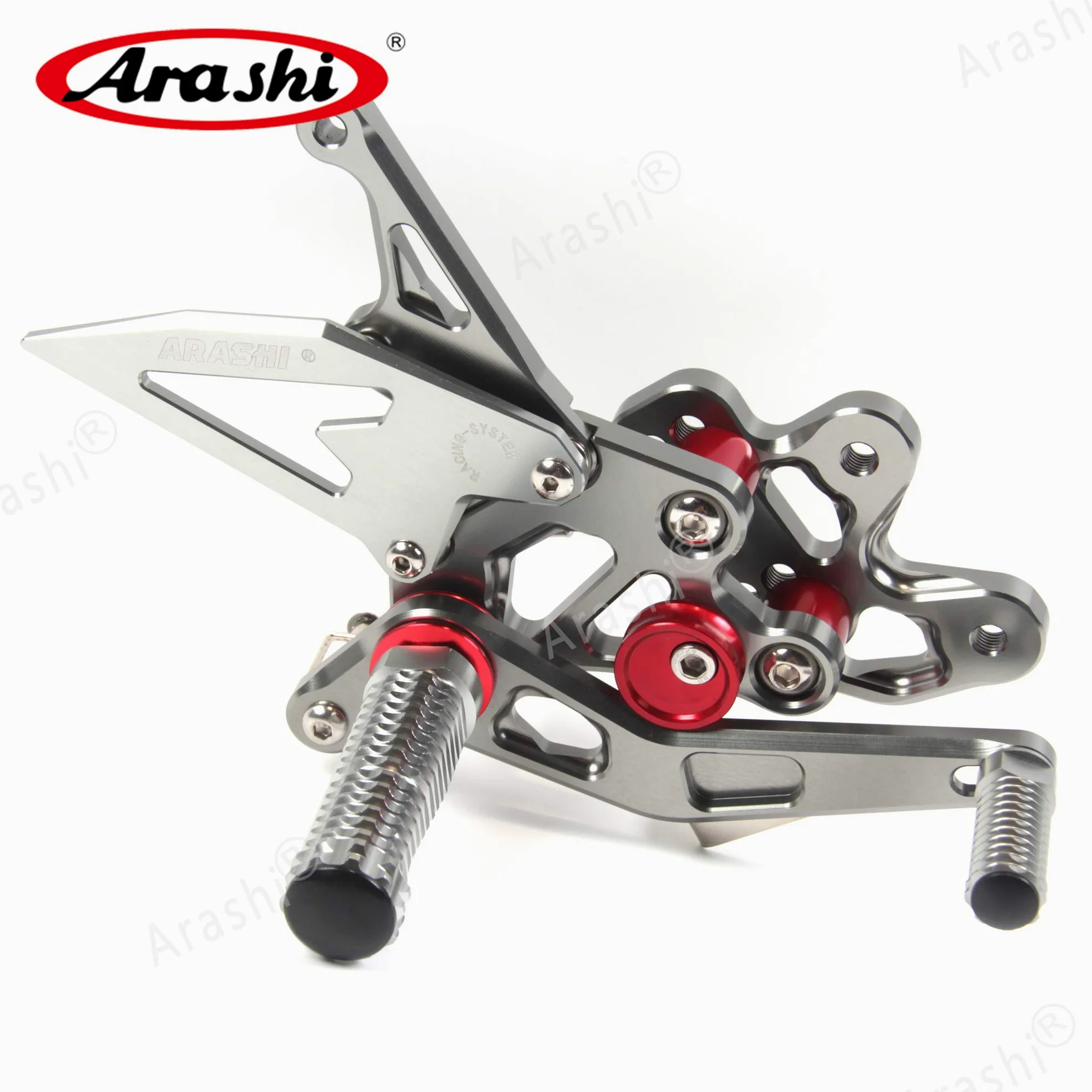 Arashi (Versión 2.0) Ajustables Reposapiés Estriberas Retrasadas para Suzuki GSXR 600 750 2006-2010, Gris Accesorios motocicletas Clavijas de pie Pedales