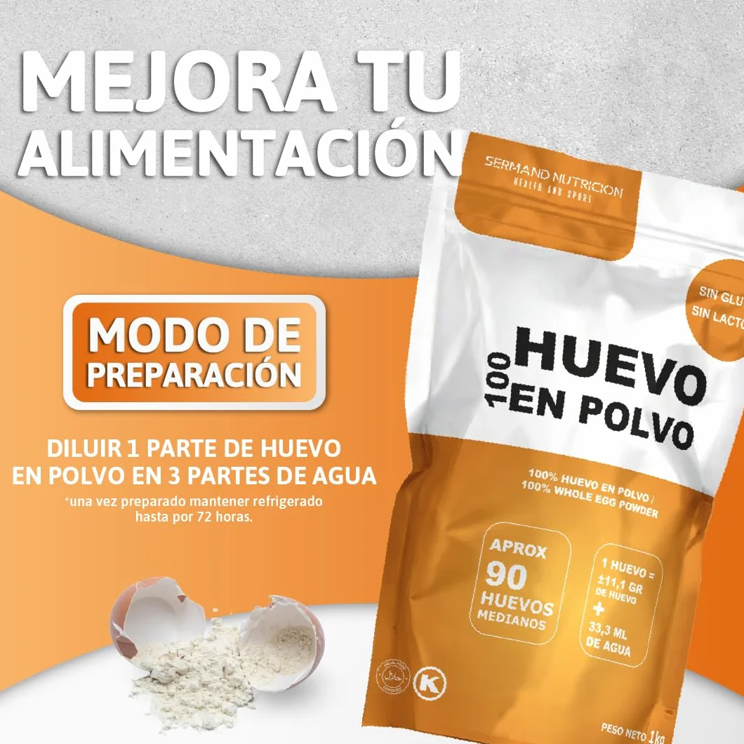 Huevo en Polvo Deshidratado Pasteurizado Sin Gluten Sin Lactosa 1 kg