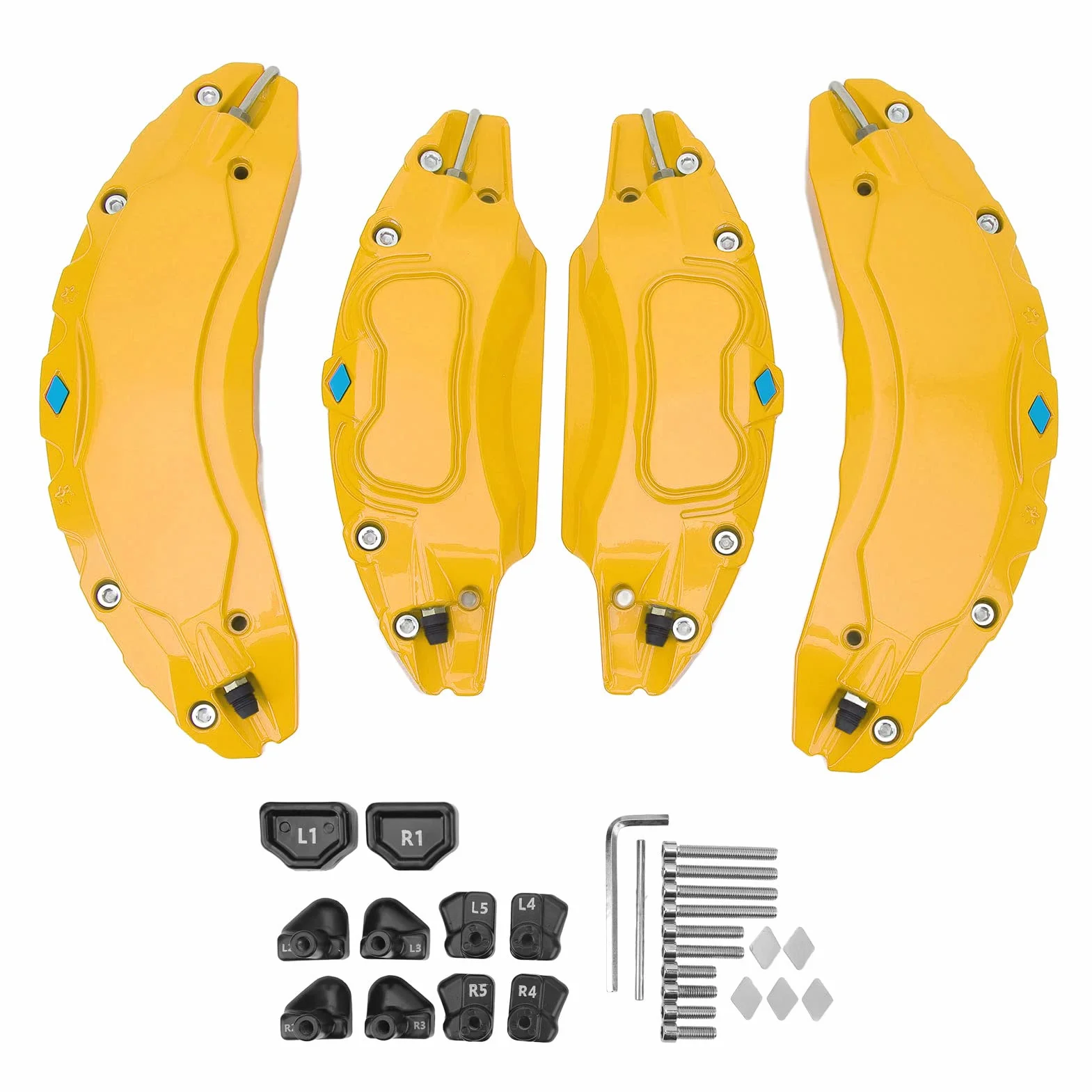 Cubierta de pinza de la pinza del automóvil Culnflun, protector de pinos de freno de disco de aluminio para el estilo deportivo para el cubo de 18 pulgadas de ruedas de 19 pulgadas (Yellow)