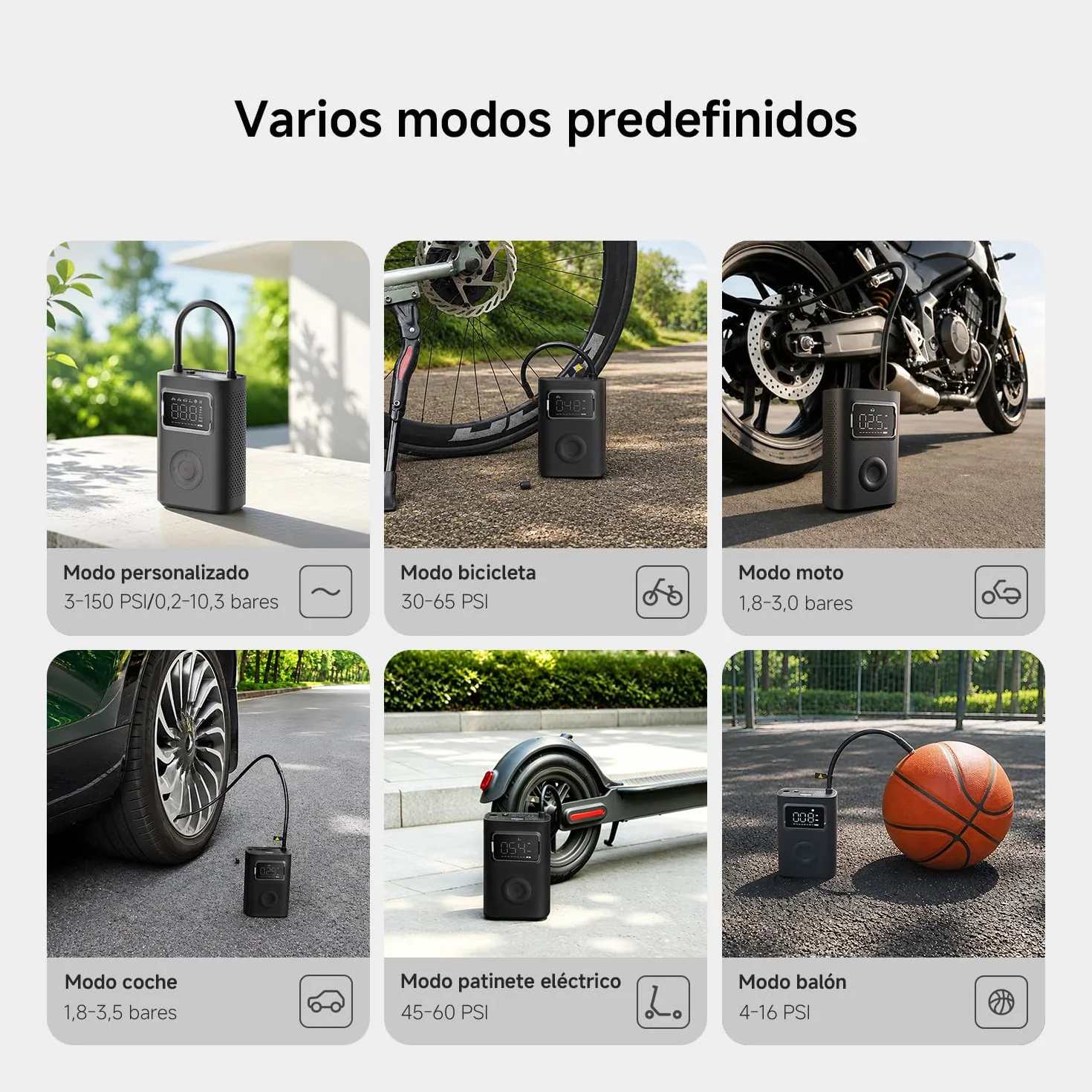 Xiaomi Portable Electric Air Compressor 2 Pro, Batería 2500 mAh, 5 Modos, 150 PSI, Apagado Automático, Pantalla Digital & Luz LED, USB‑C – Ideal para Coche, Bicicleta, Moto, Patinete & Balones