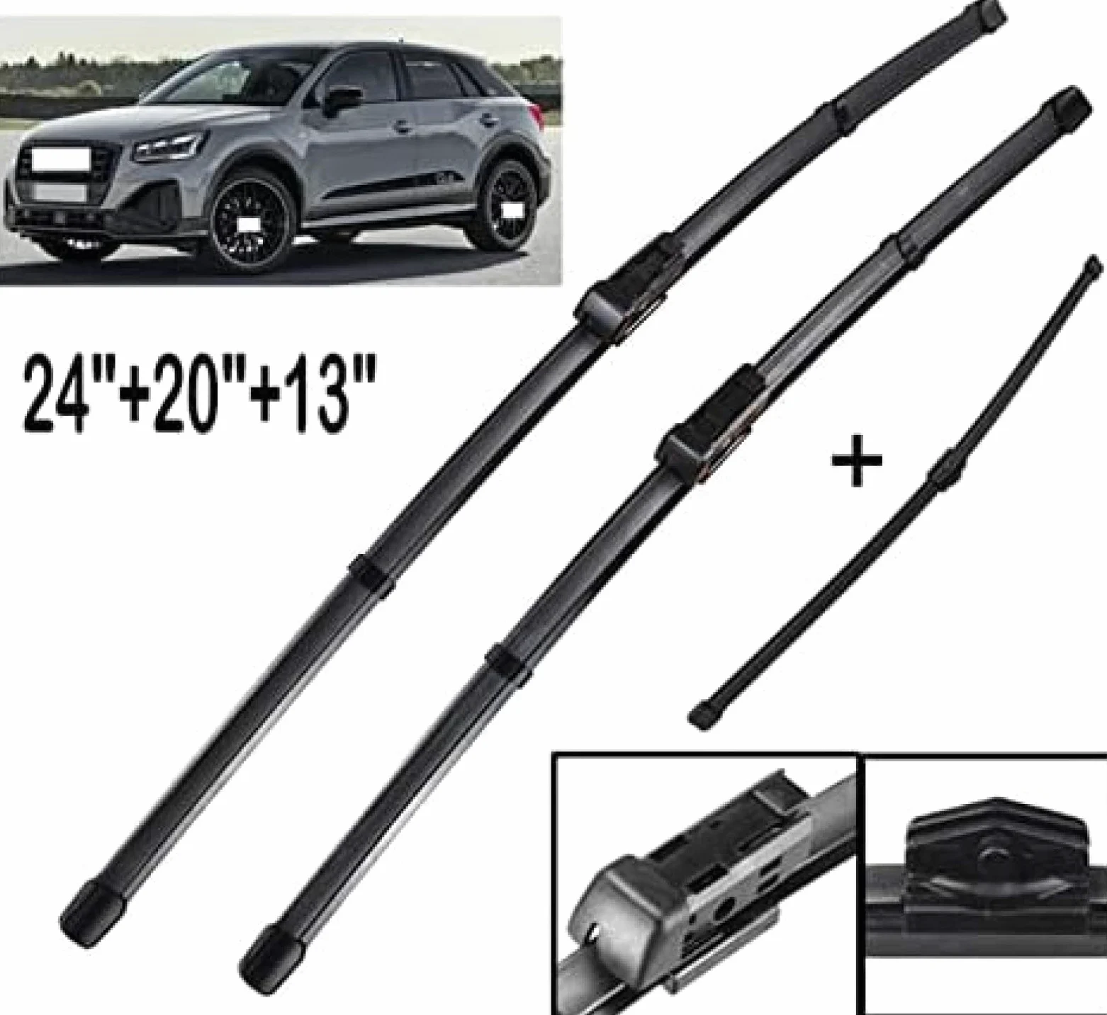Escobilla limpiaparabrisas, para Q2 2016-2020, limpiaparabrisas de coche LHD, juego de escobillas limpiaparabrisas delanteras y traseras, escobilla limpiaparabrisas de 24 "19" 13 "