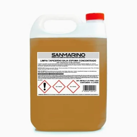 SANMARINO LIMPIADOR TAPICERÍAS TEXTILES BAJA ESPUMA CONCENTRADO 5 L.