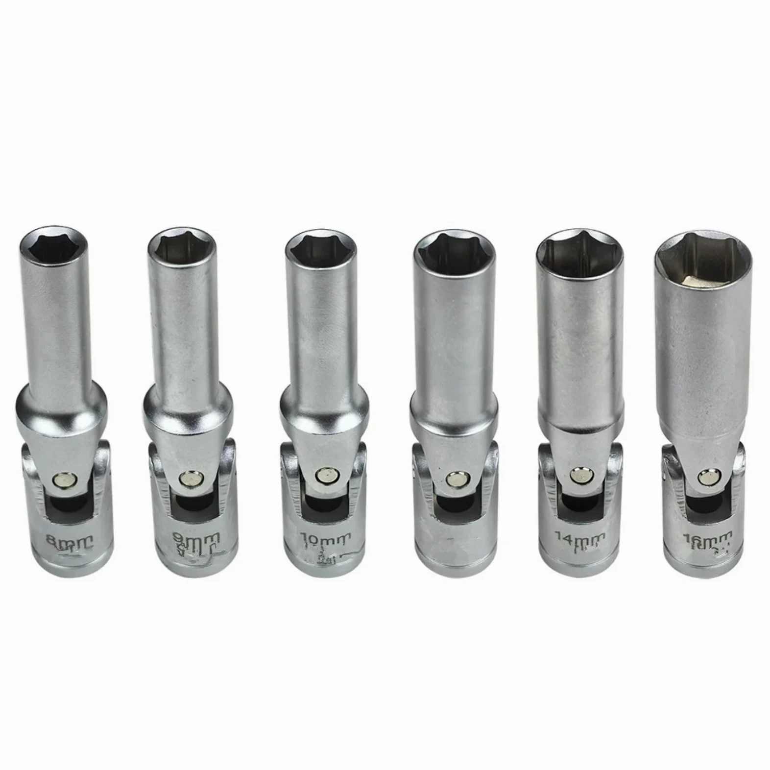 Juego de 6 Llaves de Vaso para bujías incandescentes de 3/8" Junta Universal de 8-16 mm Herramienta de extracción de bujías incandescentes de 6 Puntas para extracción reemplazo bujías incandescentes