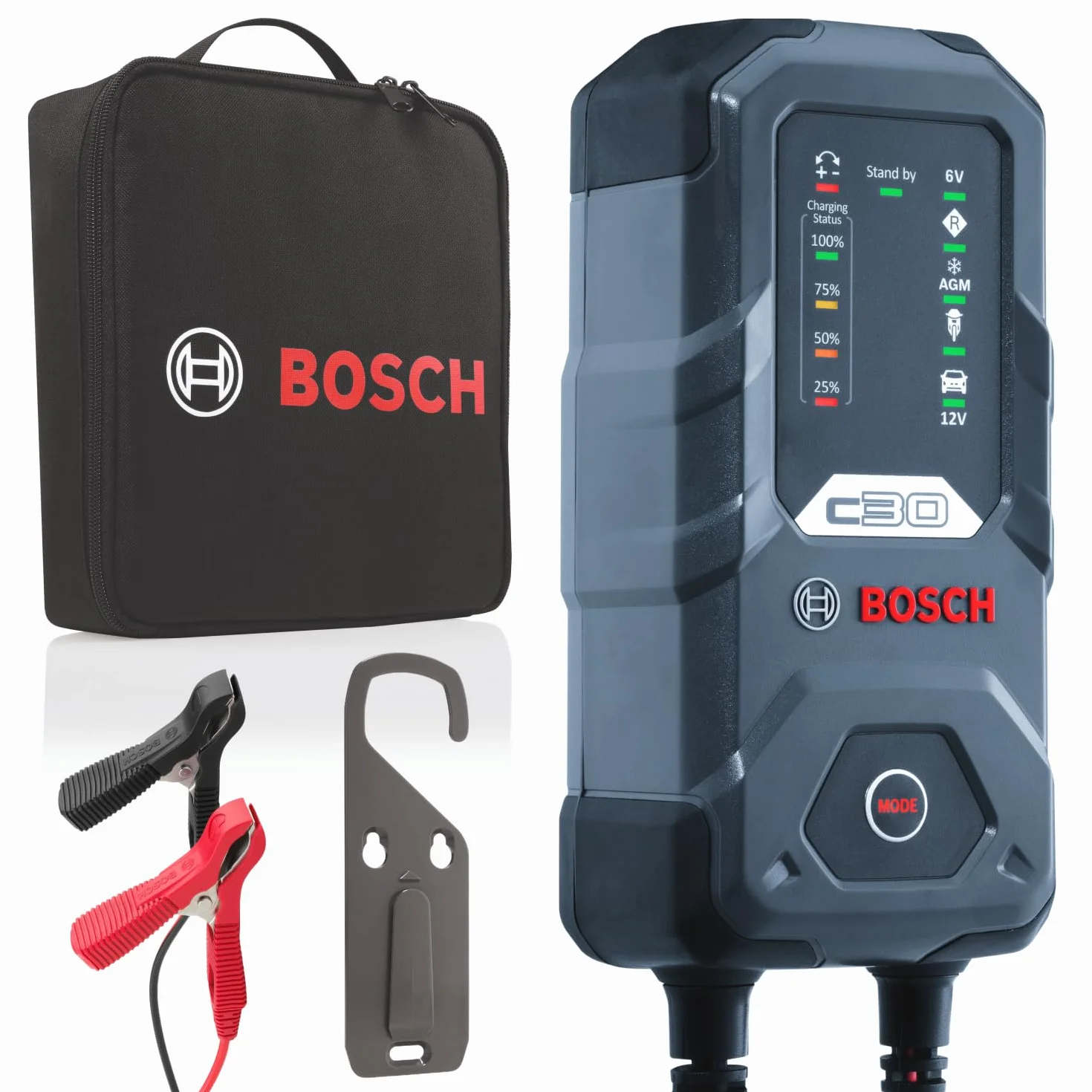 BOSCH Cargador de batería de Coche 3,8A para Coche Camiones Moto 0 189 911 030