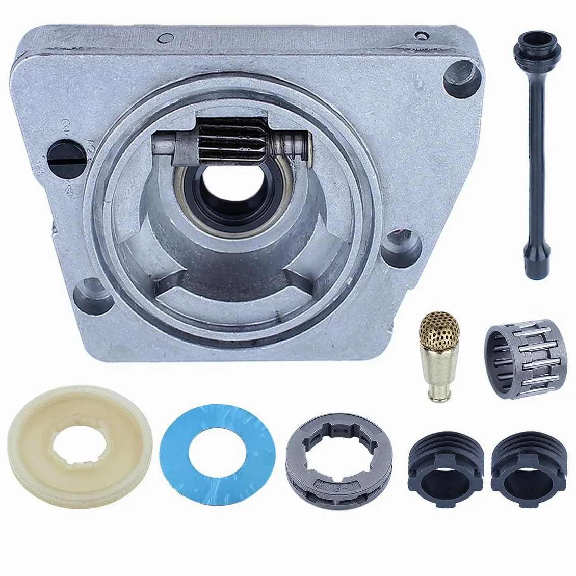 Kit de Engranaje helicoidal de piñón de llanta de engrasador de Bomba de Aceite Compatible para motosierras 61 66 266 XP 268 272 272XP