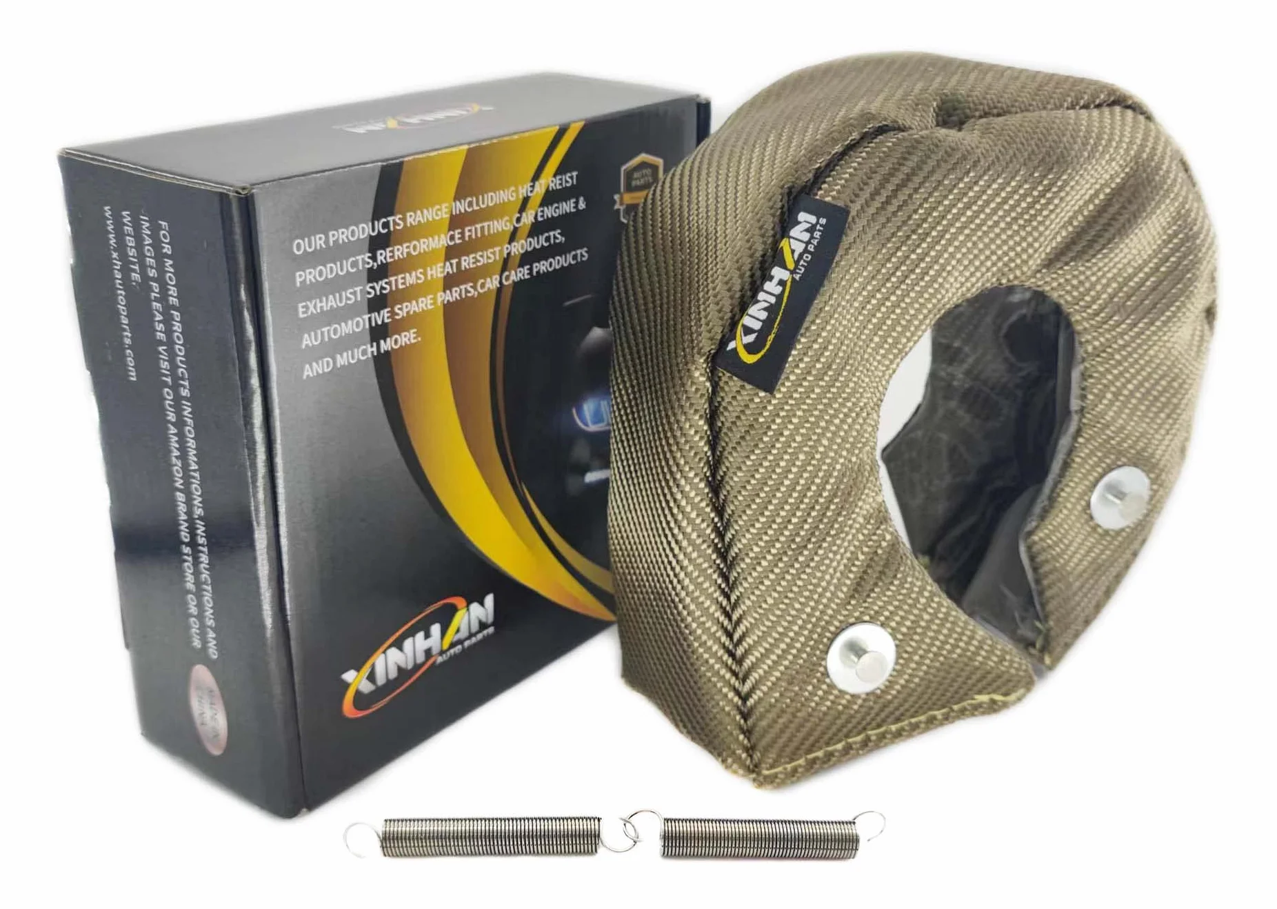 XINHAN Manta Turbo de Titanio T25 T3 T4 T6 Cubierta para Turbocompresor Cubierta de Protección Térmica con Resortes de Sujeción (T3)
