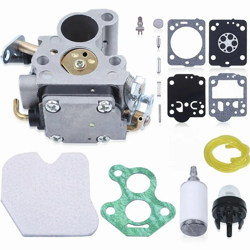 Kit de reparación de filtro de aire de carburador compatible con motosierra H 235 235E 236 240 240E con juego de juntas de carburador de línea de combustible 545072601 574719402