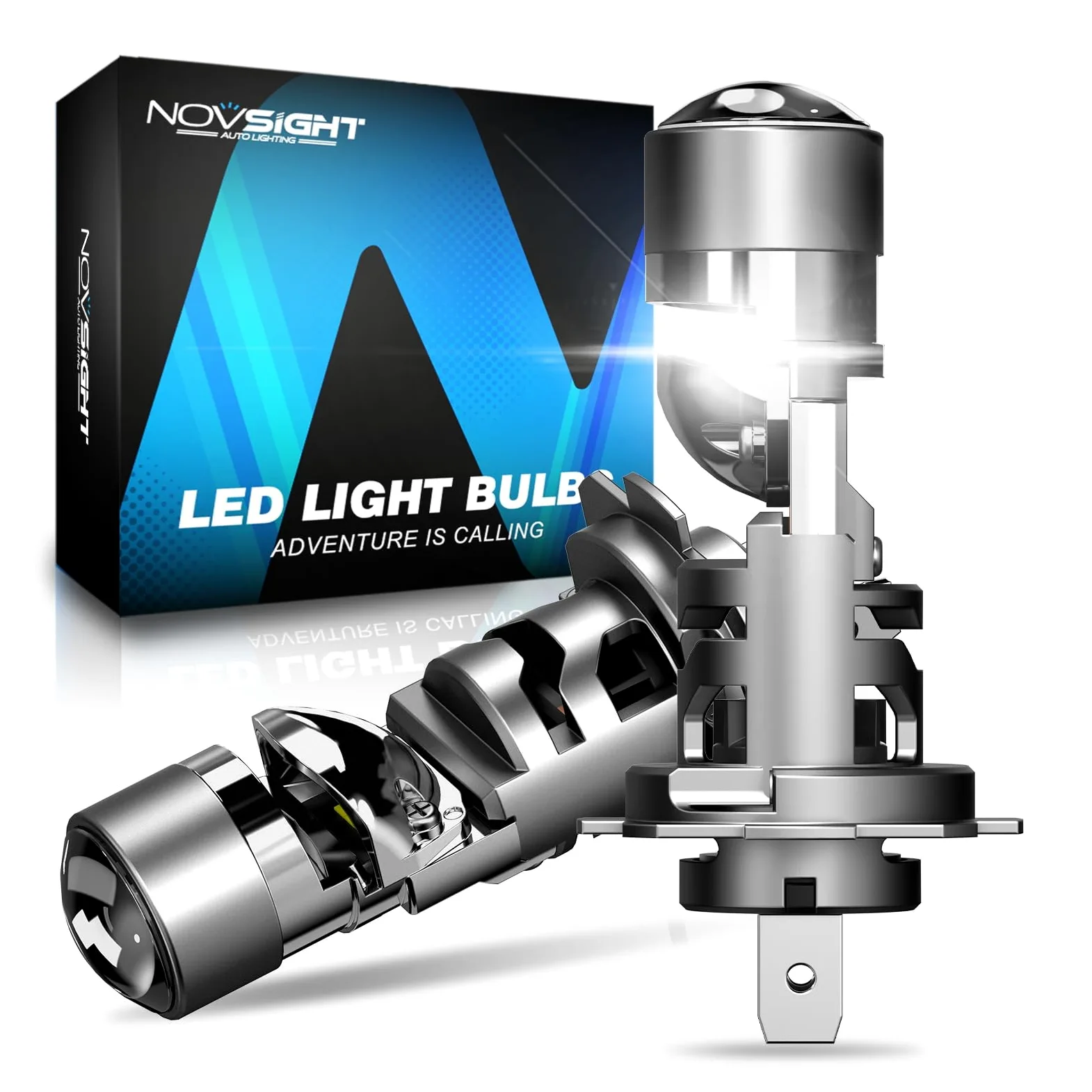 NOVSIGHT Bombilla H7 LED Con lente biconvex - 100W 24000LM 6500K Canbus Lámparas LED H7 Coche Kits de Bombilla H7 para Faro Delantero, Diseño Mini Halógeno 1:1, No Requiere Adaptador, 2 Piezas