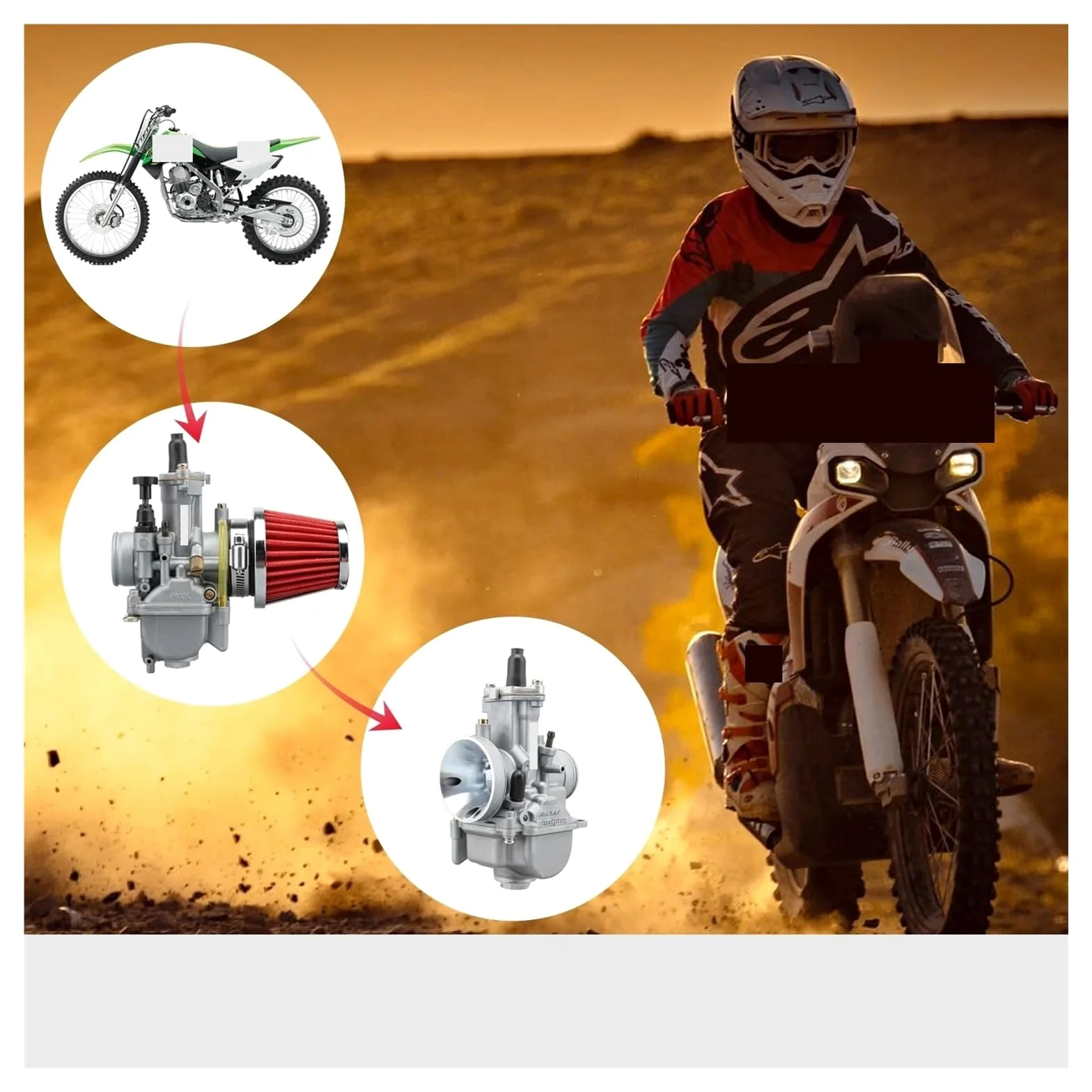 Carburador moto Para Suzuki 125cc-600cc 2T 4T Carburador PWK24/26/28/30/32/34/36/38/40mm Con Power Jet Motocicleta De Carreras Carburadores para motos(26MM Silvery)