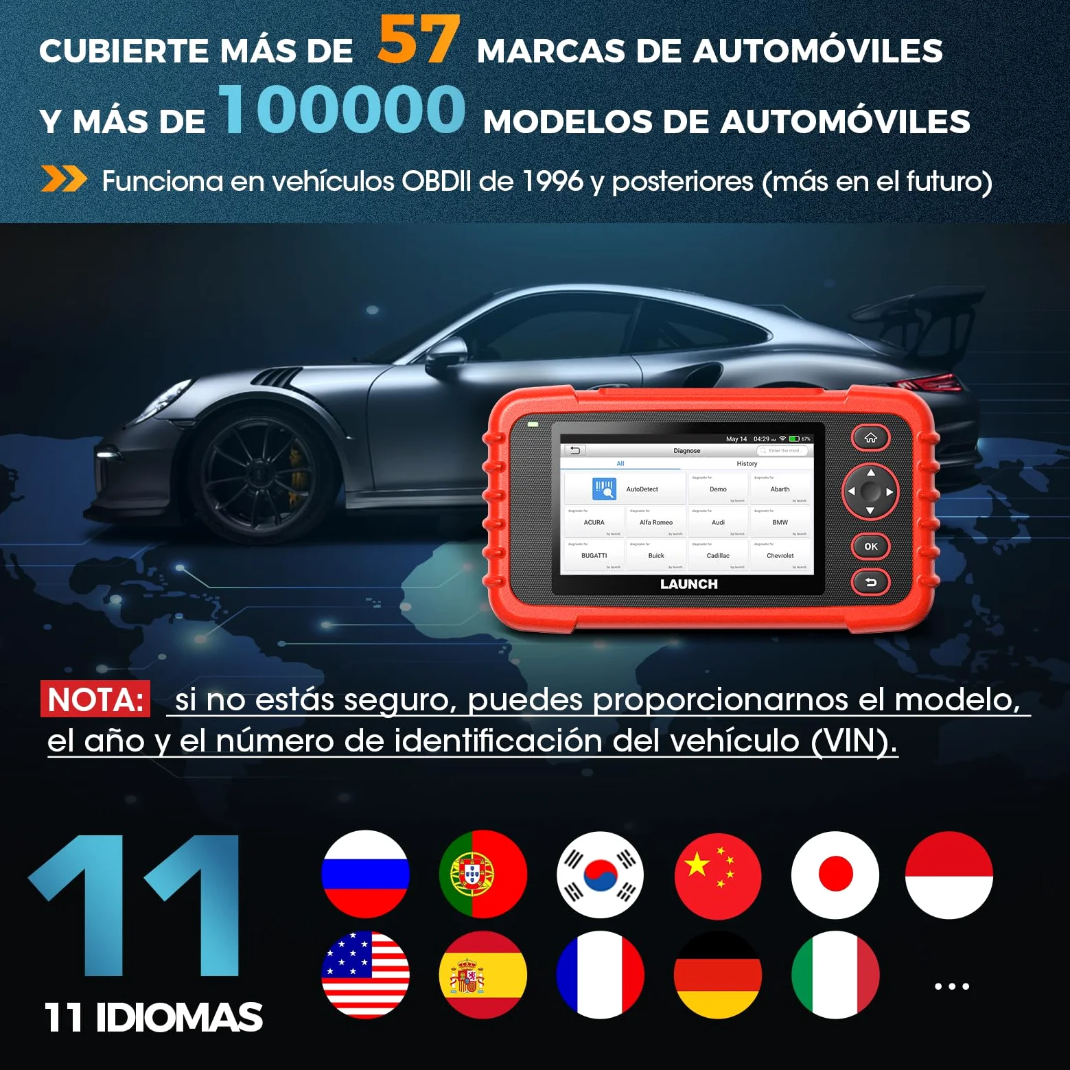 LAUNCH CRP123X V3.0 - OBD2 Diagnosis Coche Multimarca Profesional - Escáner 4 Sistemas, Reset EPB/DPF/Aceite, SAS/BMS/TPMS, Test de Batería, Lectura Vin con ACTUALIZACIONES Gratis DE por Vida