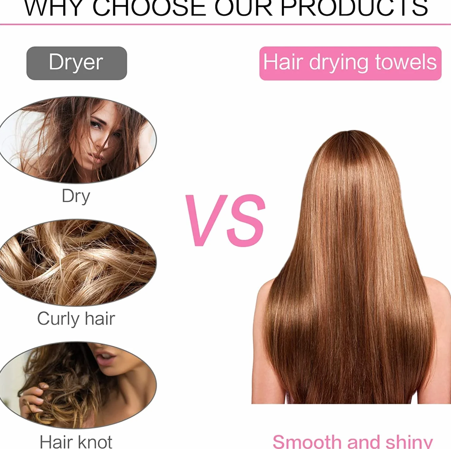Toallas Envolventes de Microfibra para el Cabello, Paquete de 2, Secado Rápido, Elástica con Botón, Súper Absorbente