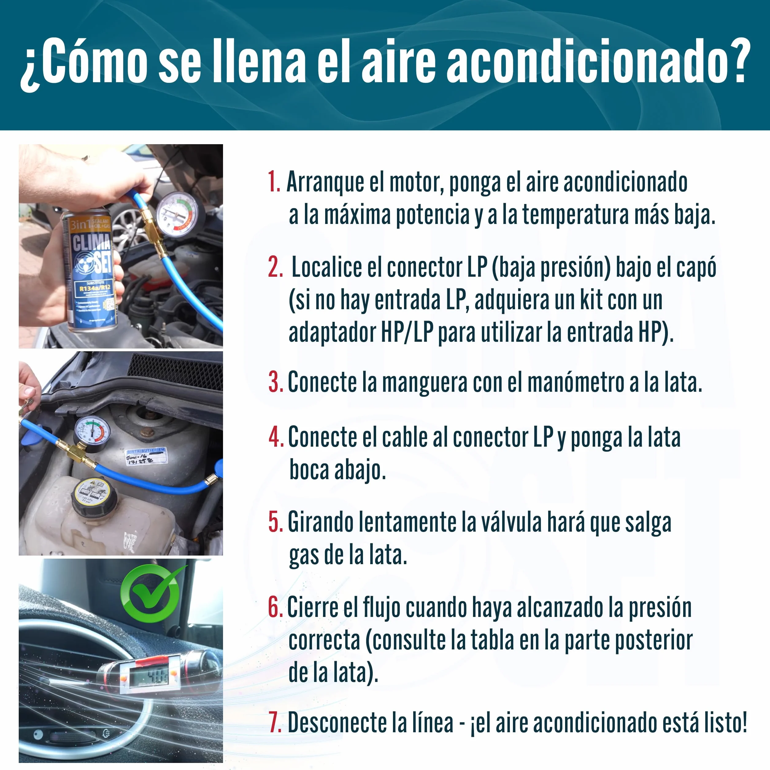 Recambio gas R134a R12 3in1 con manguera manometro Kit recarga aire acondicionado coche 1x235 g ECO