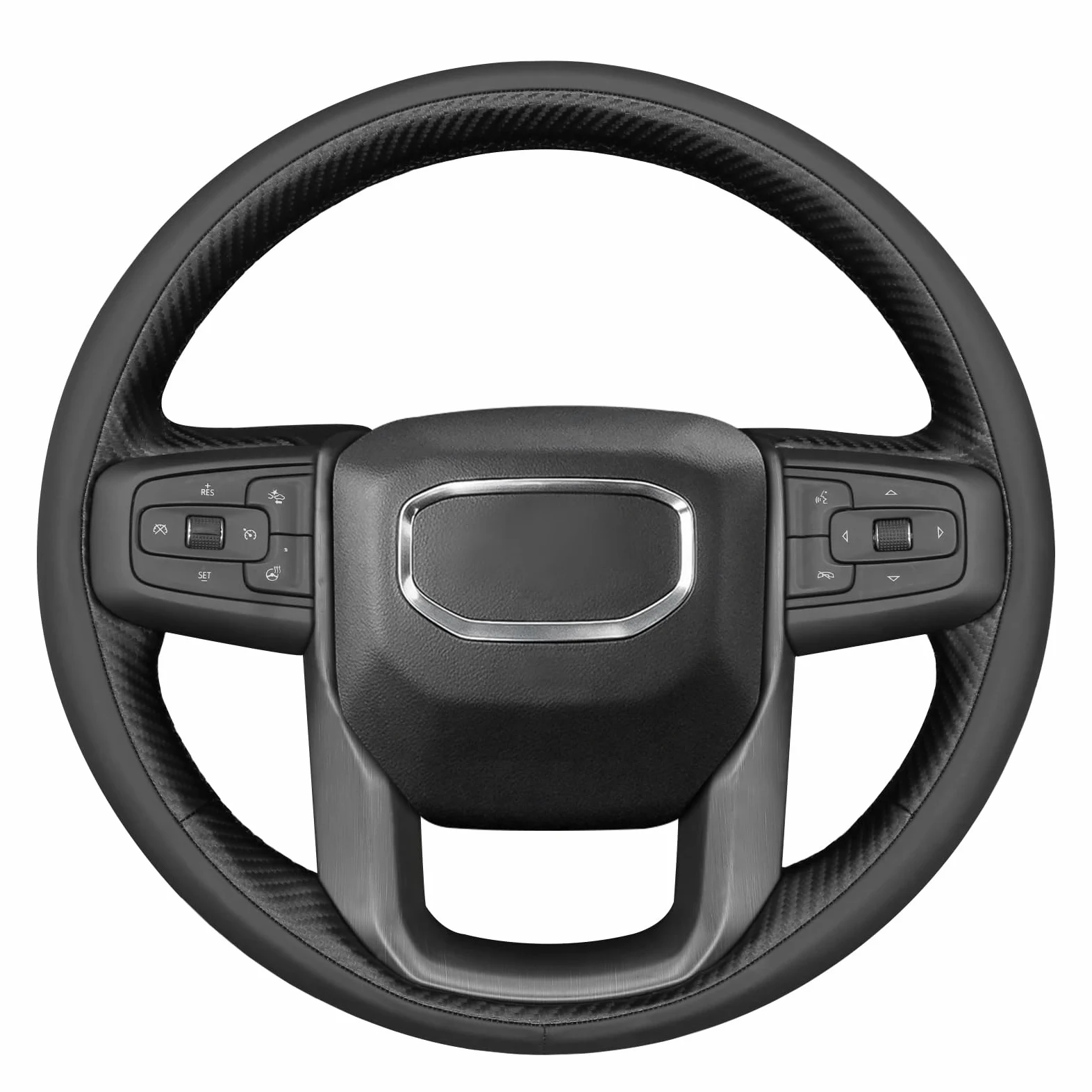 Funda para Volante de Coche para GMC Sierra 1500 / Sierra 1500 Limited/Sierra 2500 3500 / Yukon (XL) Fabricada en Microfibra de Cuero con Acabado Brillante de Fibra de Carbono