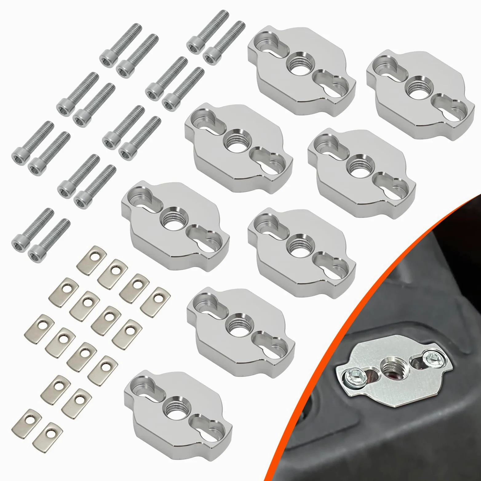 Kit de anclajes de amarre para cuatrimoto de alta resistencia, accesorios de anclaje de aluminio para CF Moto UTV/ATV, 8 piezas, diseño de perfil bajo, soportes de fuerza de sujeción más