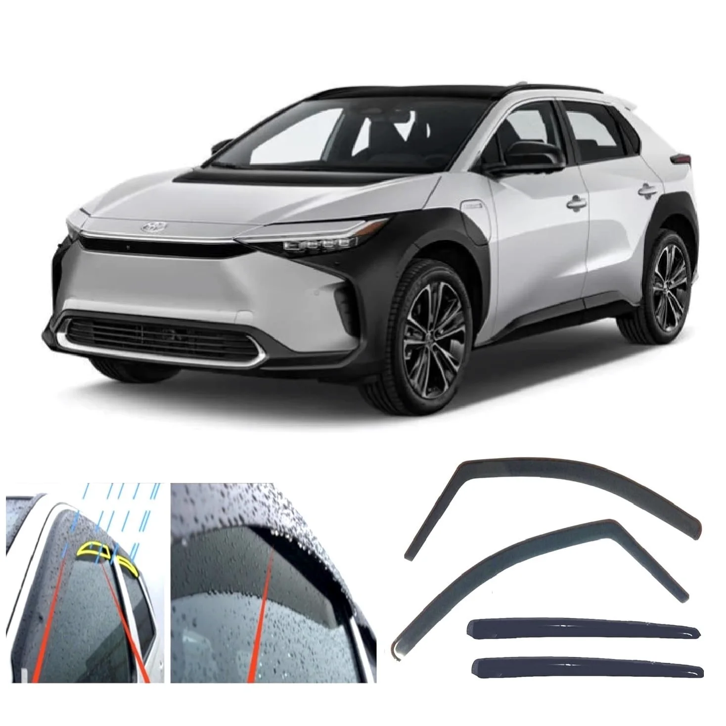 4 deflectores de viento compatibles con Toyota bZ4X 2022 2023 2024 2025 2026