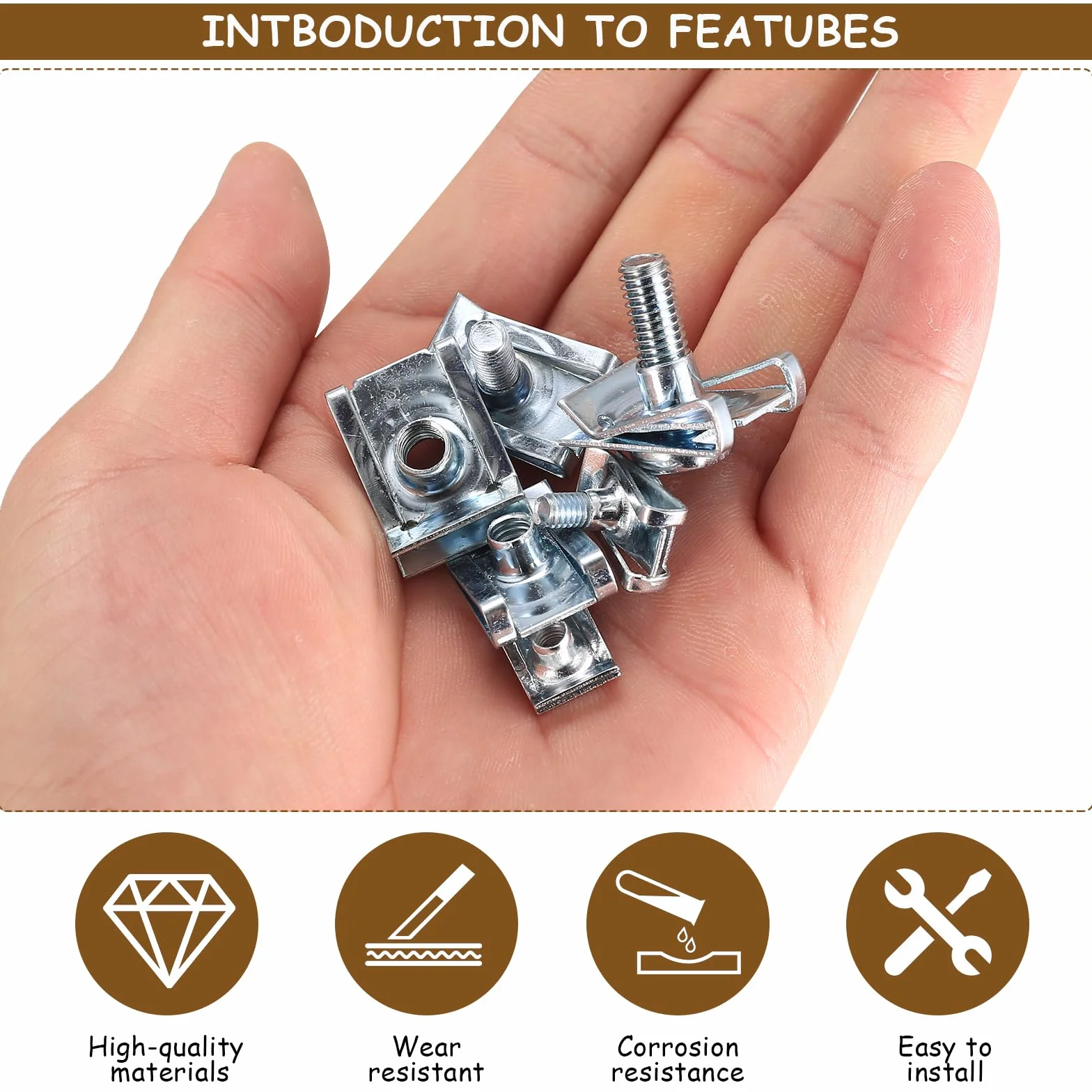 70 Pcs Tuercas de Clip Tornillos Coche, M4 M5 M6 U Clips de Grapas Coche Paneles de Puerta, Clip de Sujeción Tipo U, Tuercas en U de Metal para Fijación Automóviles Guardabarros de Parachoques