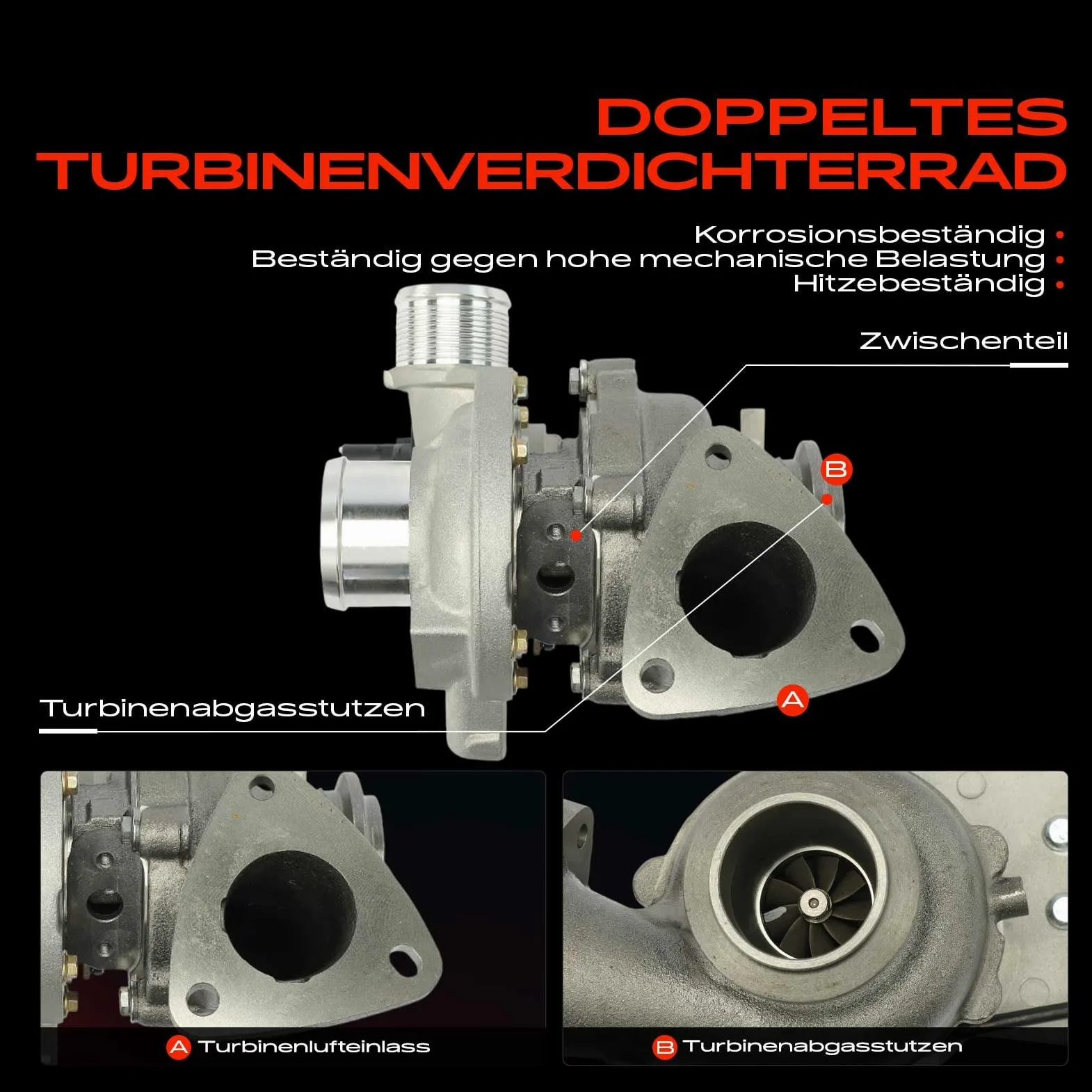 Frankberg Turbocompresor con juntas 2011903 | Compatible con: Autobús de tránsito V363 FAD FBD, Autobús Transit Custom V362 F3, Caja Transit V363 FCD FDD