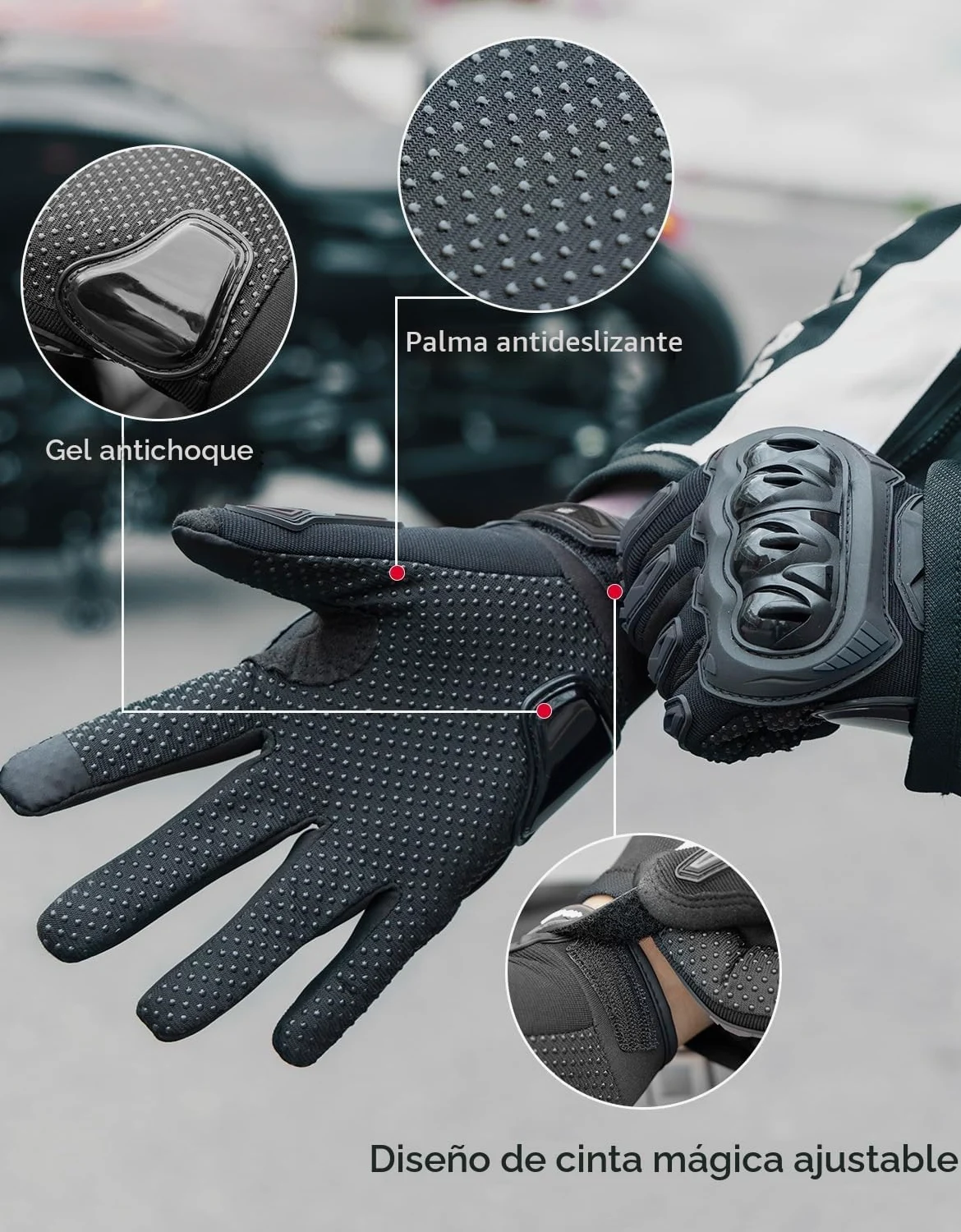 KEMIMOTO Guantes Moto Hombre, Guantes Moto Verano Protector Nudillos, Transpirables Exterior Pantalla Táctil para Hombre y Mujer, para Motos, Bicicletas, Scooters, Caza