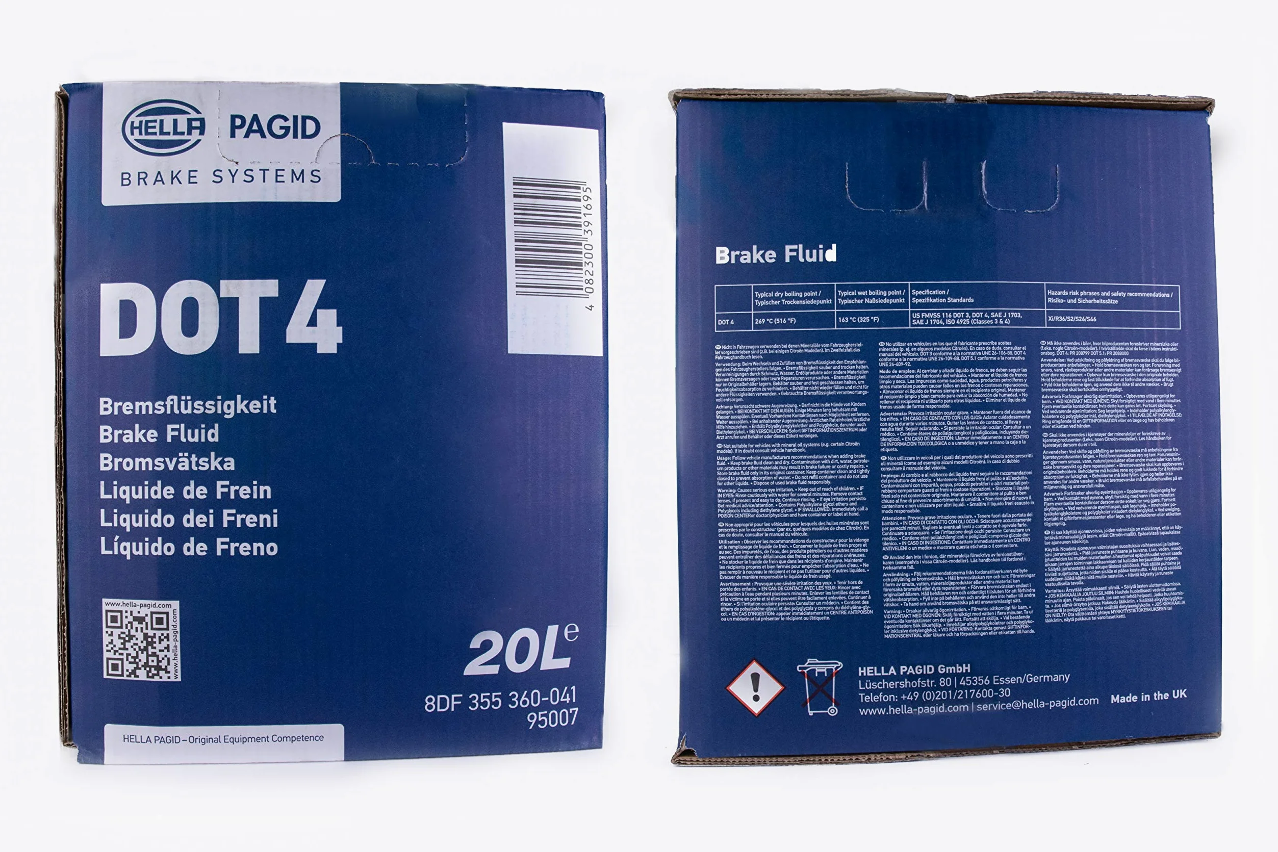 HELLA 8DF 355 360-041 Líquido de frenos 95007 - DOT 4 - Cisterna - 20L