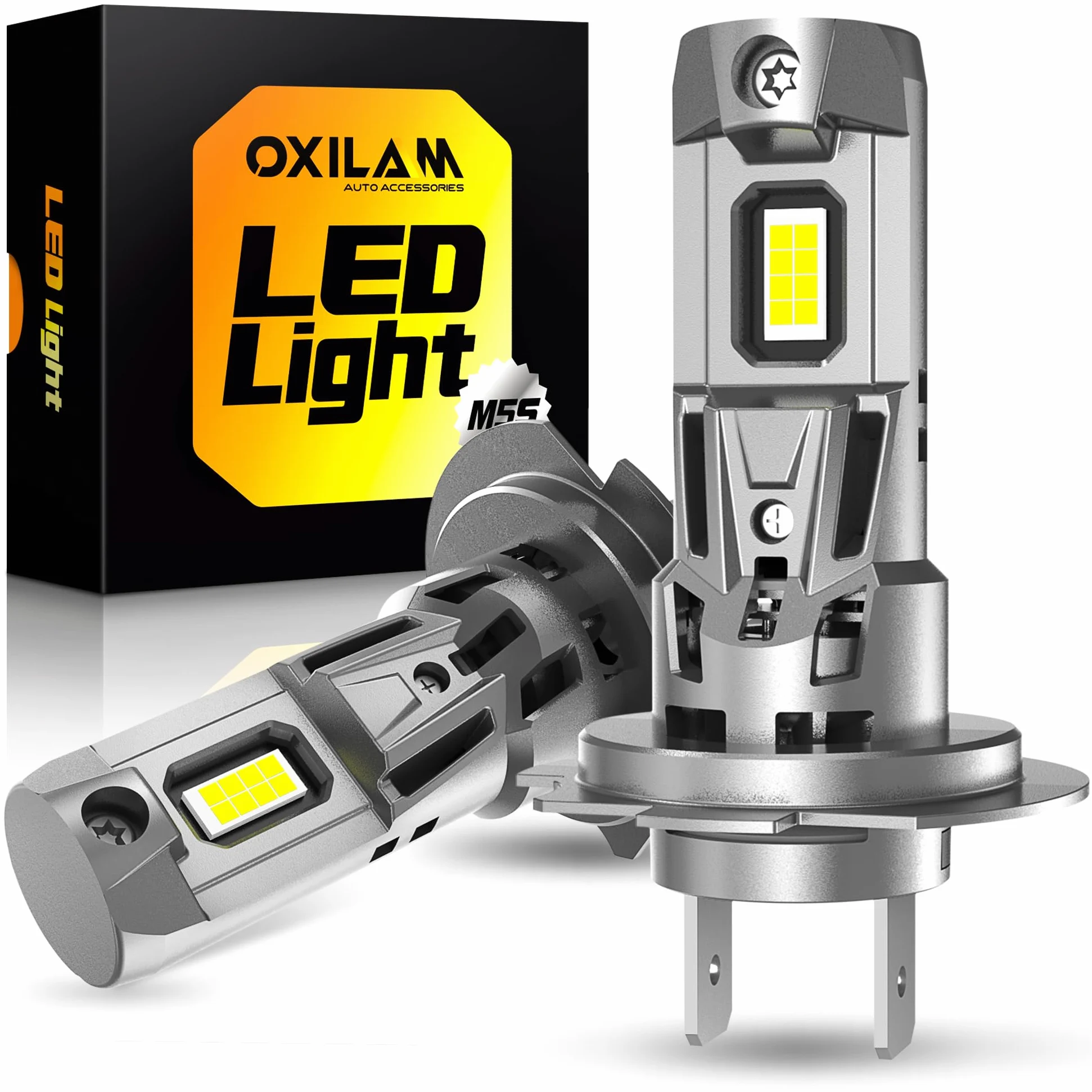 OXILAM Bombilla LED M5S H7 40000LM 900% de brillo, luz blanca fría de 6500 K, tamaño 1:1, no requiere adaptador, repuesto halógeno de luz antiniebla Plug and Play, paquete de 2