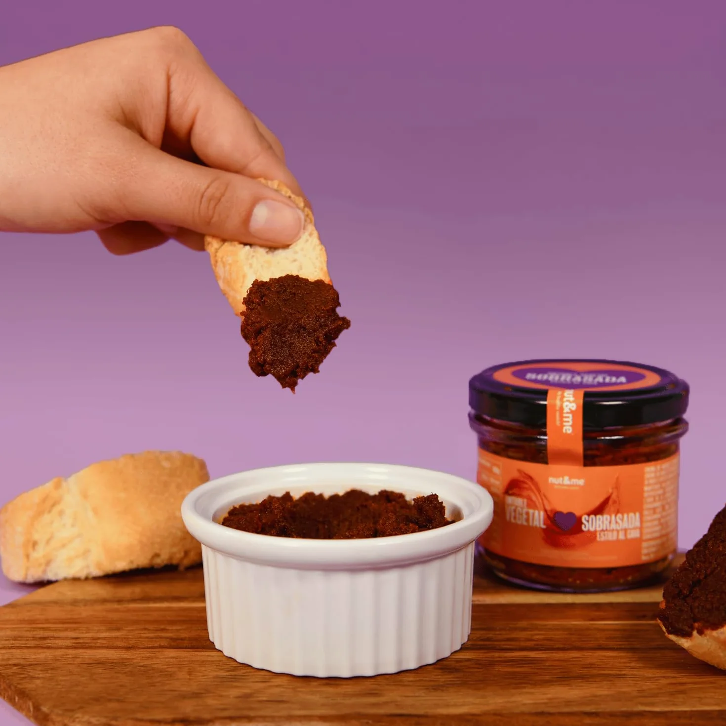 Nut&me Paté Vegetal Estilo Sobrasada al Cava 200g Vegano Alto en Fibra Sin Gluten Sin Lactosa Pack 2x100g