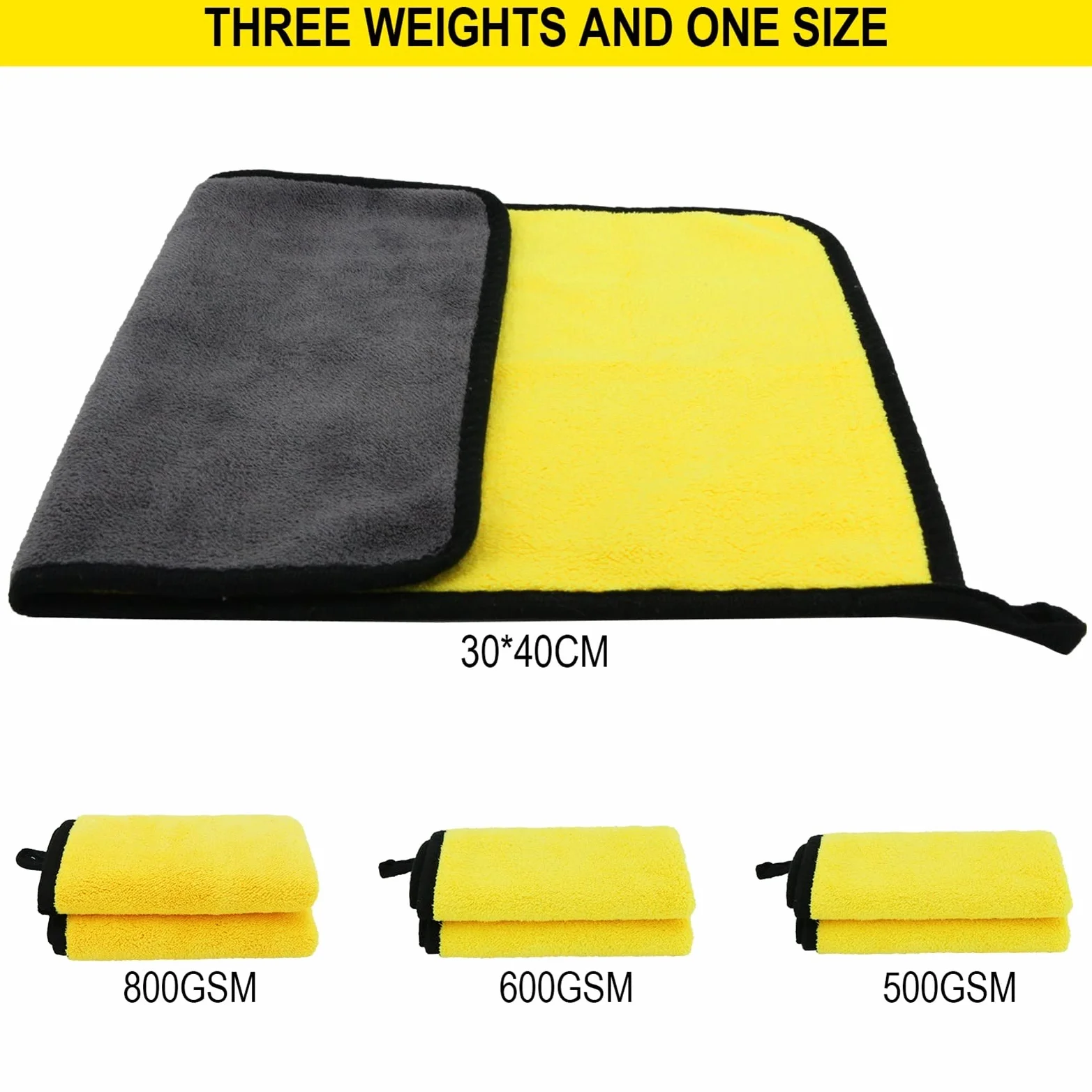 5pcs 500/600/800GSM Toalla de microfibra Paño de microfibra para automóvil Toalla de lavado Microfibra Limpieza de lavado de autos Toalla de secado Auto Detailing Quality (Color : 5pcs ) (5pcs 800gs