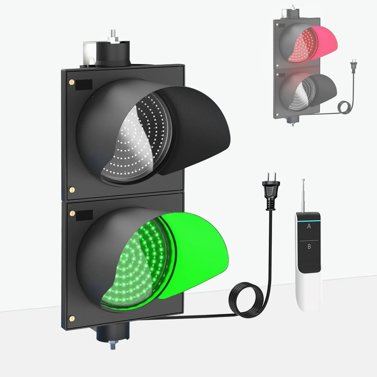 Semáforo LED de 200mm, Luz de Freno Bicolor Rojo/Verde con Control Remoto, Lámpara de Señalización Industrial, 100-240V, Plug and Play, para Carreteras, Peajes, Luces Indicadoras, Resistente al Agua