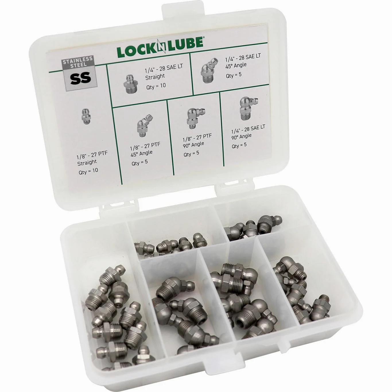 LockNLube Juego de accesorios de grasa de acero inoxidable - SAE