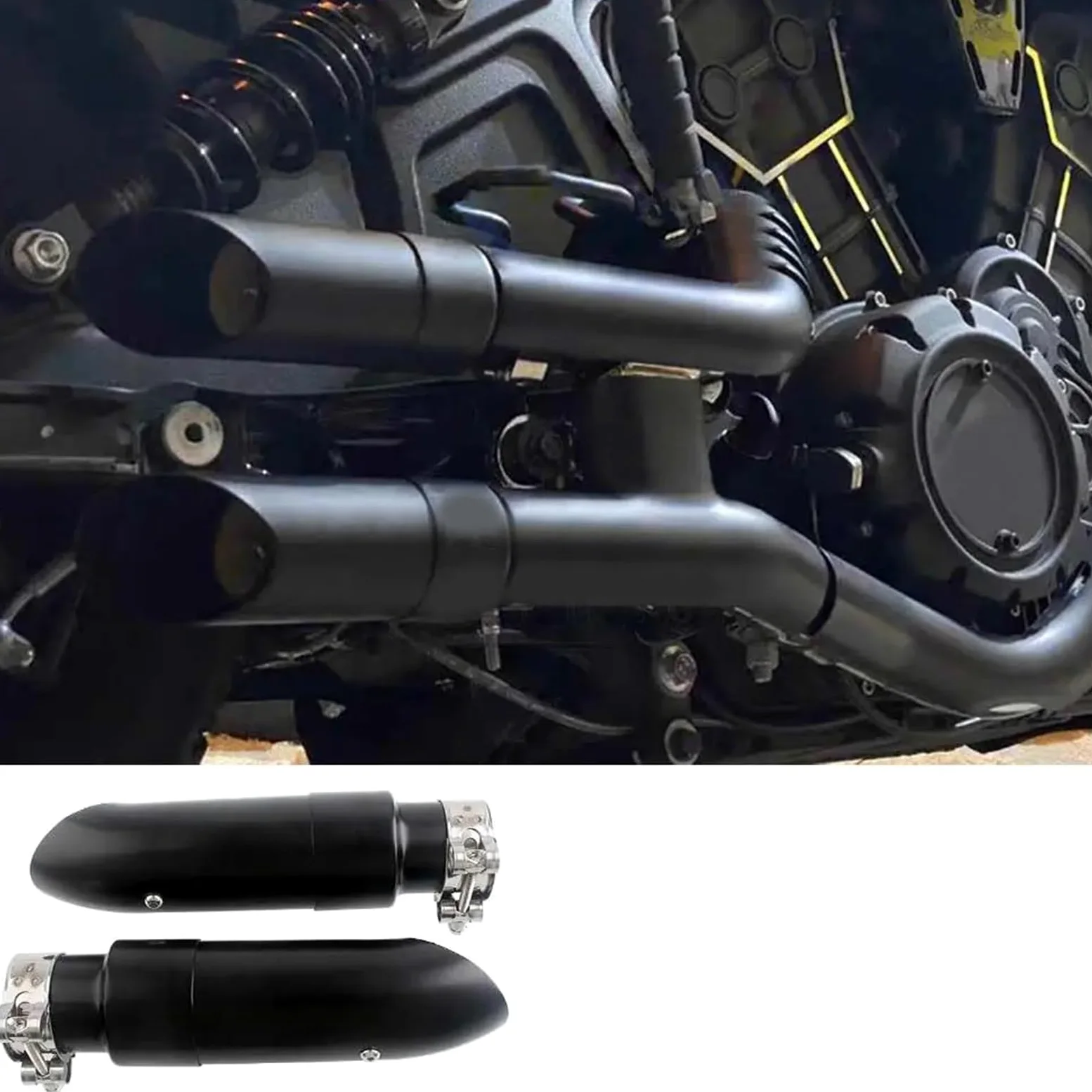 Tubos De Escape con Silenciador Accesorios para Motocicleta Tubo Doble Salida Aleación Acero para Indian Scout Bobber 2018-2024