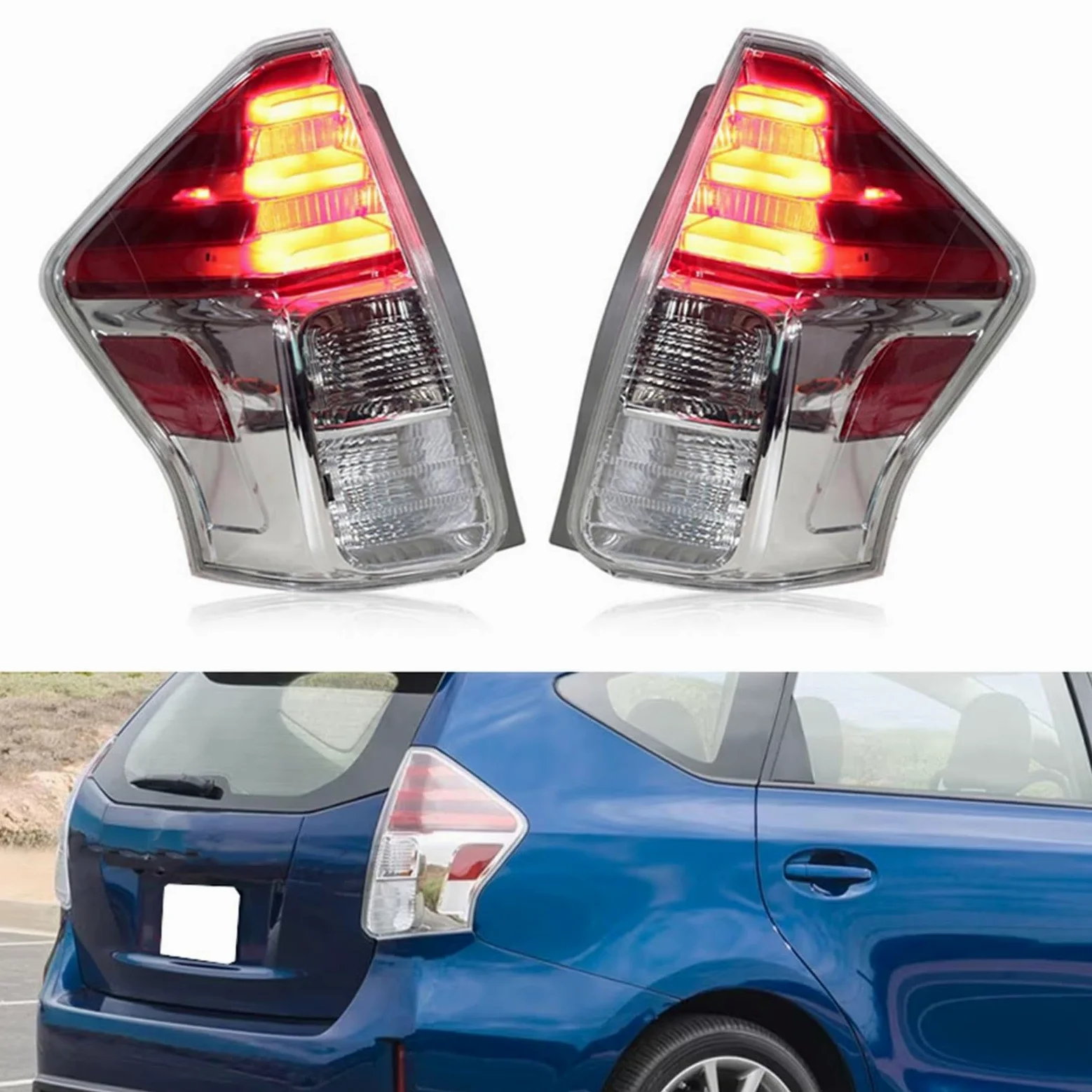 FUNFOB Montaje De Luces Traseras 8156147272 para Toyota para Prius V 2015 2016 2017 2018 Luz Trasera Coche Luz Señal Giro Trasera Parada Freno Lámpara Estacionamiento Luz Conducción (Talla : Derecha)