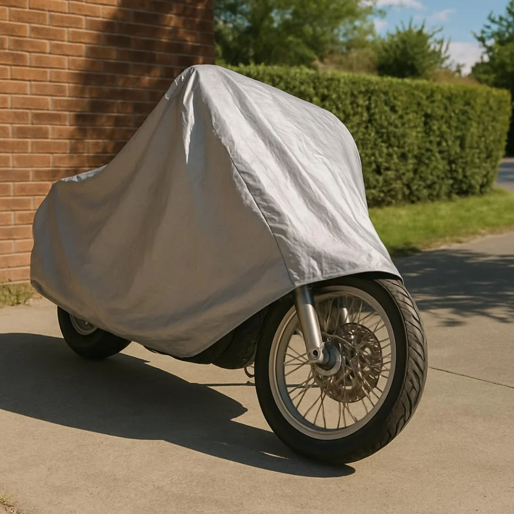 PARENCE.- Funda Impermeable para Moto y Bicicleta 205x125 cm – Protección Exterior e Interior Resistente a los Rayos UV, al Polvo y a la Intemperie – Funda Ligera de Aluminio con Cierre