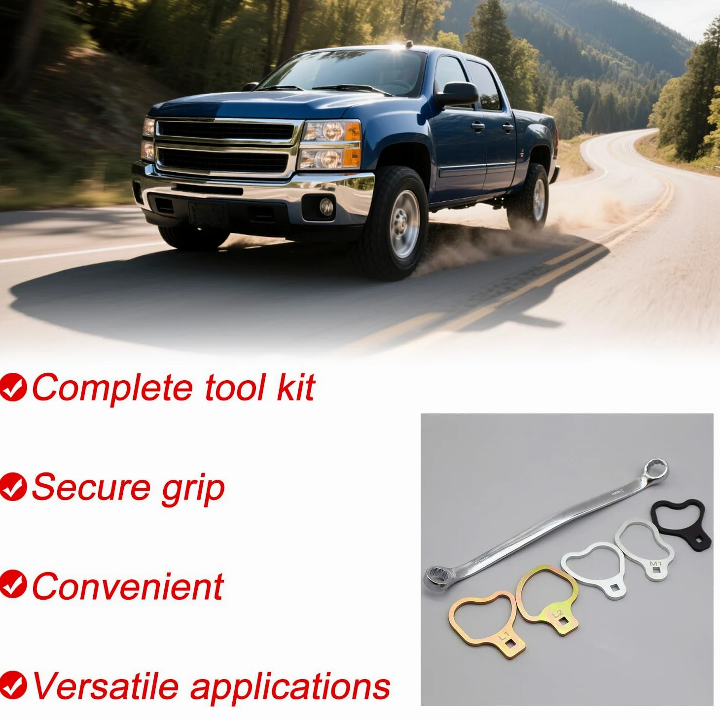 Kit de 6 ruedas compatibles con Chevrolet GMC, 41620 herramientas de sujeción de ajuste de leva con llave de 21 mm/24 mm