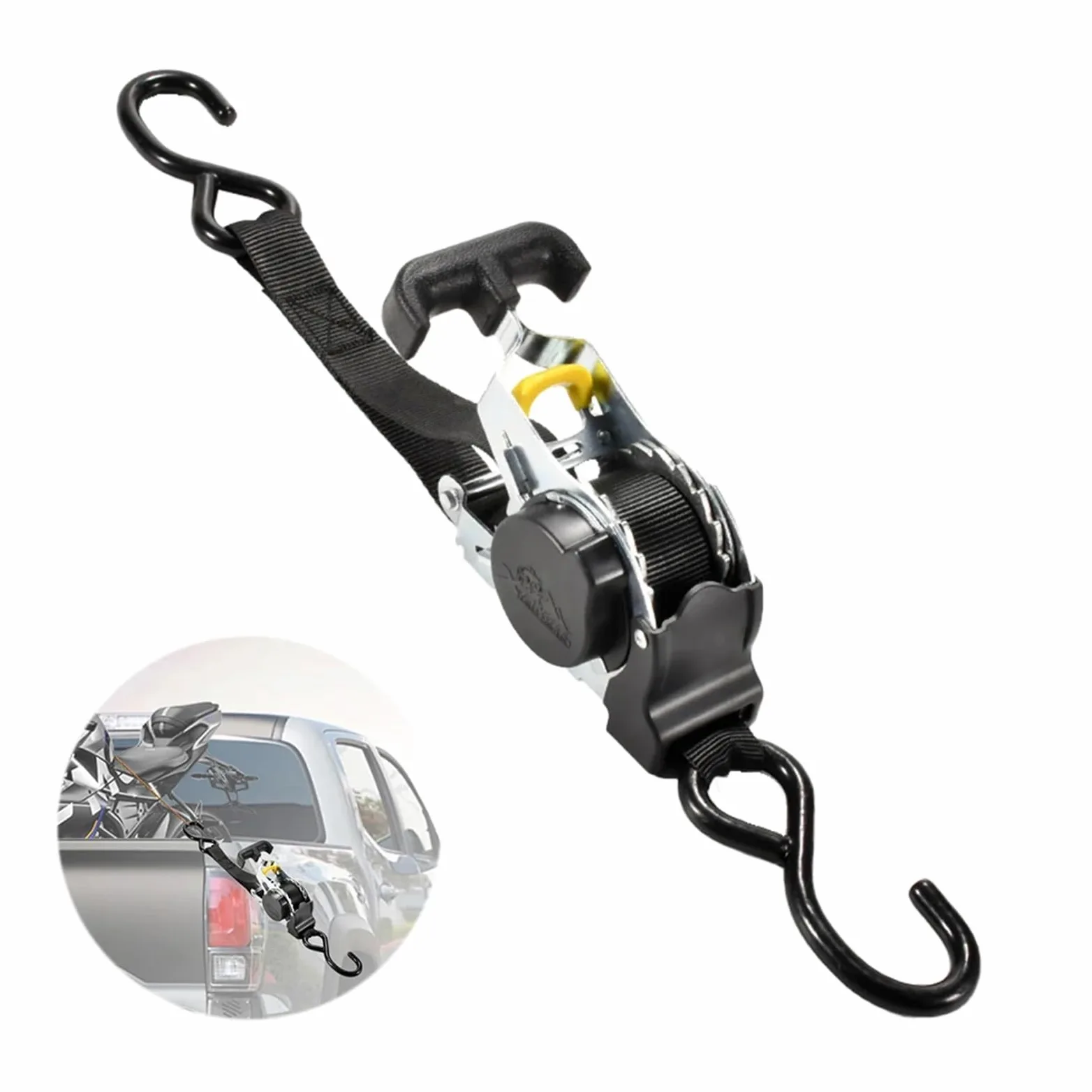 Juego de correas de amarre, Correa de equipaje con gancho en forma de S, tensor de trinquete, correas de trinquete retráctiles for remolques, vehículos y embarcaciones. para coche, remolque y hogar(6p