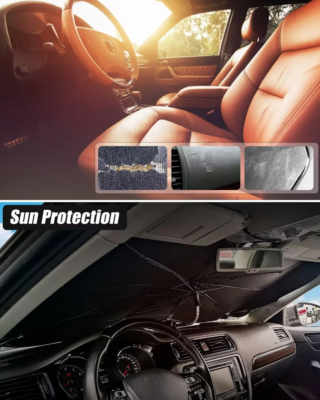 Parasol Parabrisas Coche Delantero Plegable 360° Rotatoria