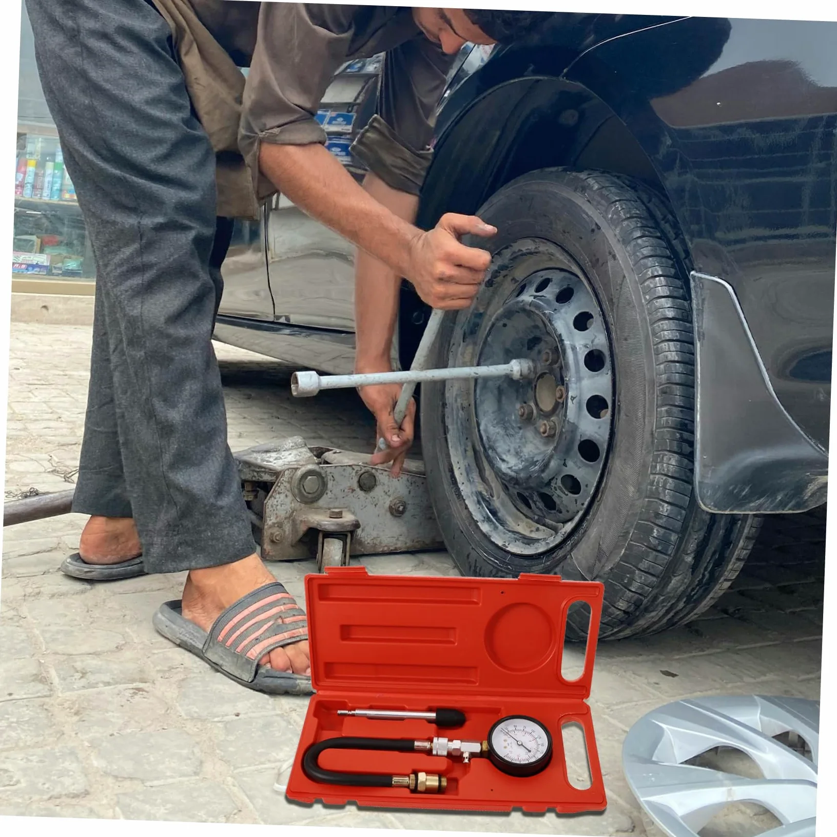 Mikinona Herramienta De Motor Comprobador De Compresión De Cilindros Kit De Prueba De Presión