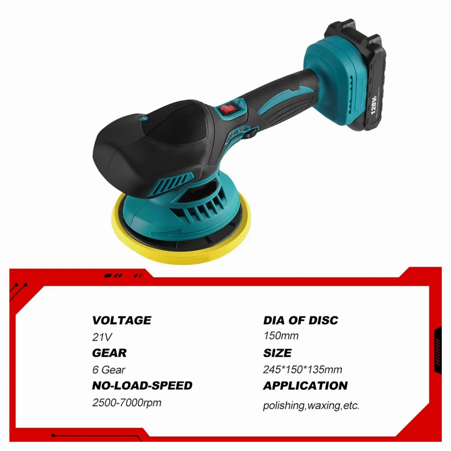 Juego De Pulidora Inalámbrica para Coches, con Batería Recargable: Kit De Pulido Y Sellado Eficiente para Automóviles.(Color - Sin Batería)