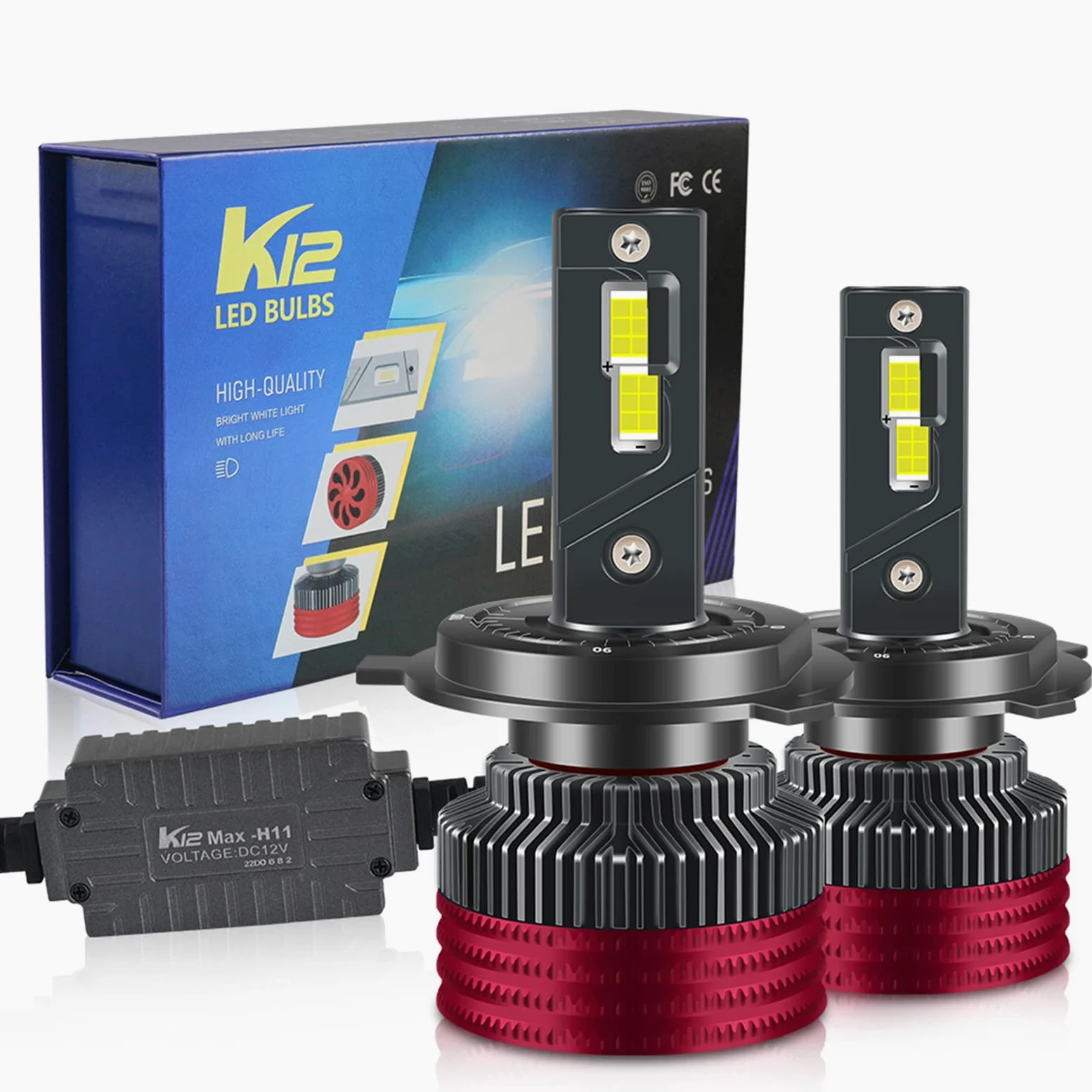 Bombillas LED Para Faros Delanteros, LED De Brillo De Haz Alto Y Bajo Bombillas Para Faros Delanteros De Haz Alto Y Bajo 6000K Blanco Frío, IP68 A Prueba De Agua, Paquete De 2,H4