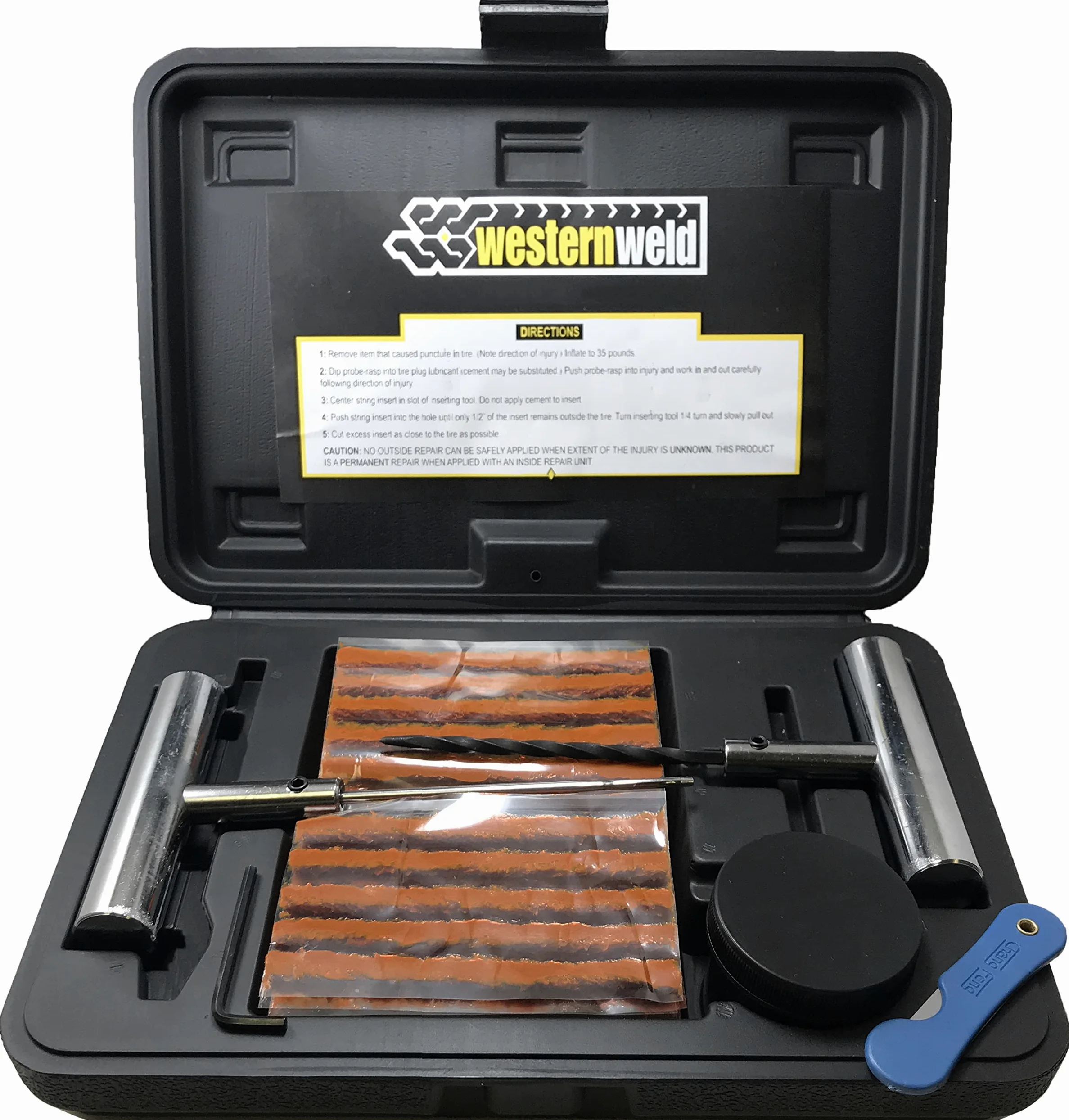 Professional 65 Piece Flat Tire Repair Kit with Plug Probe & Needle Tool for Car Truck Motorcycle ATV